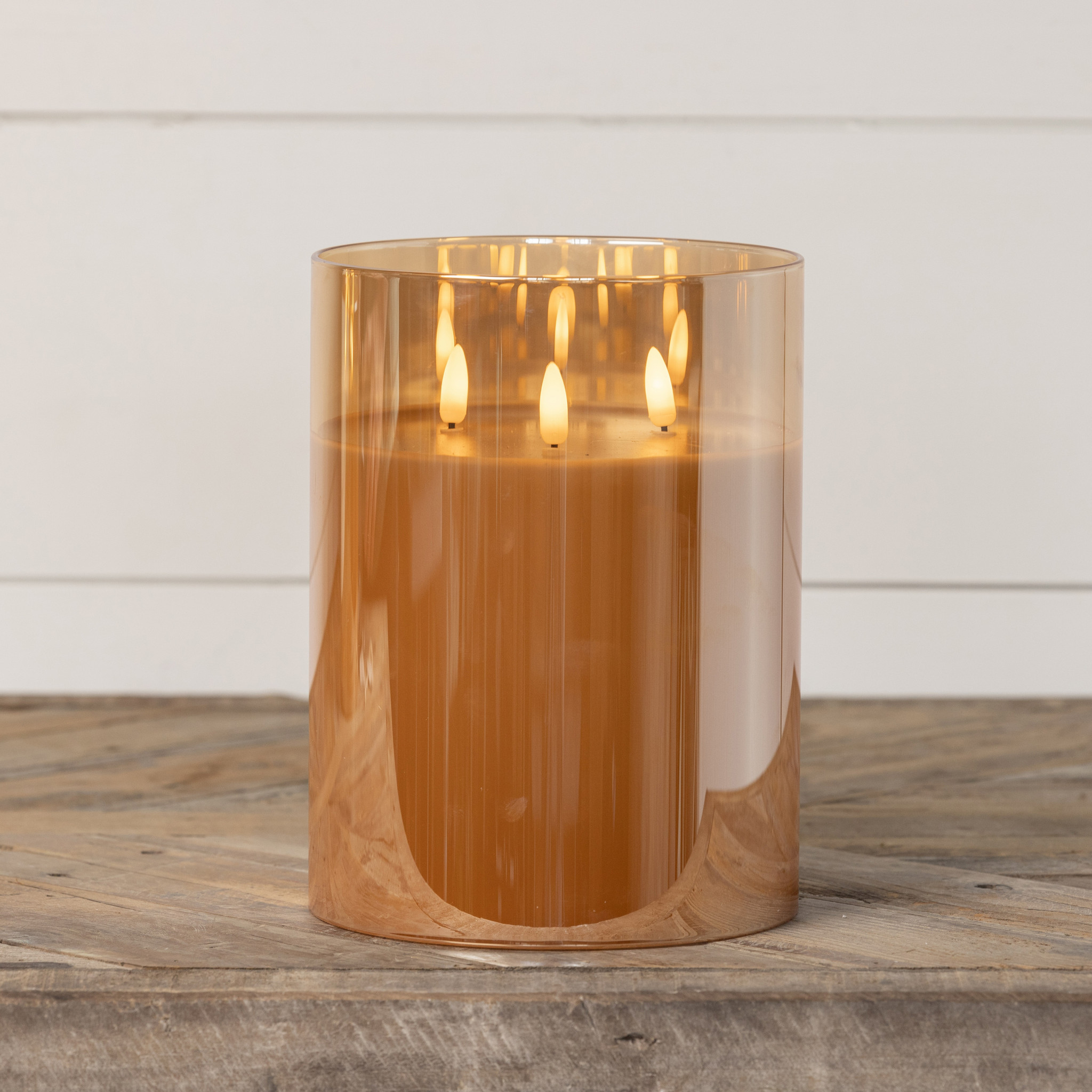 Flameless Champagne Glass 3-Wick Candle, 8", photo 3 of 4