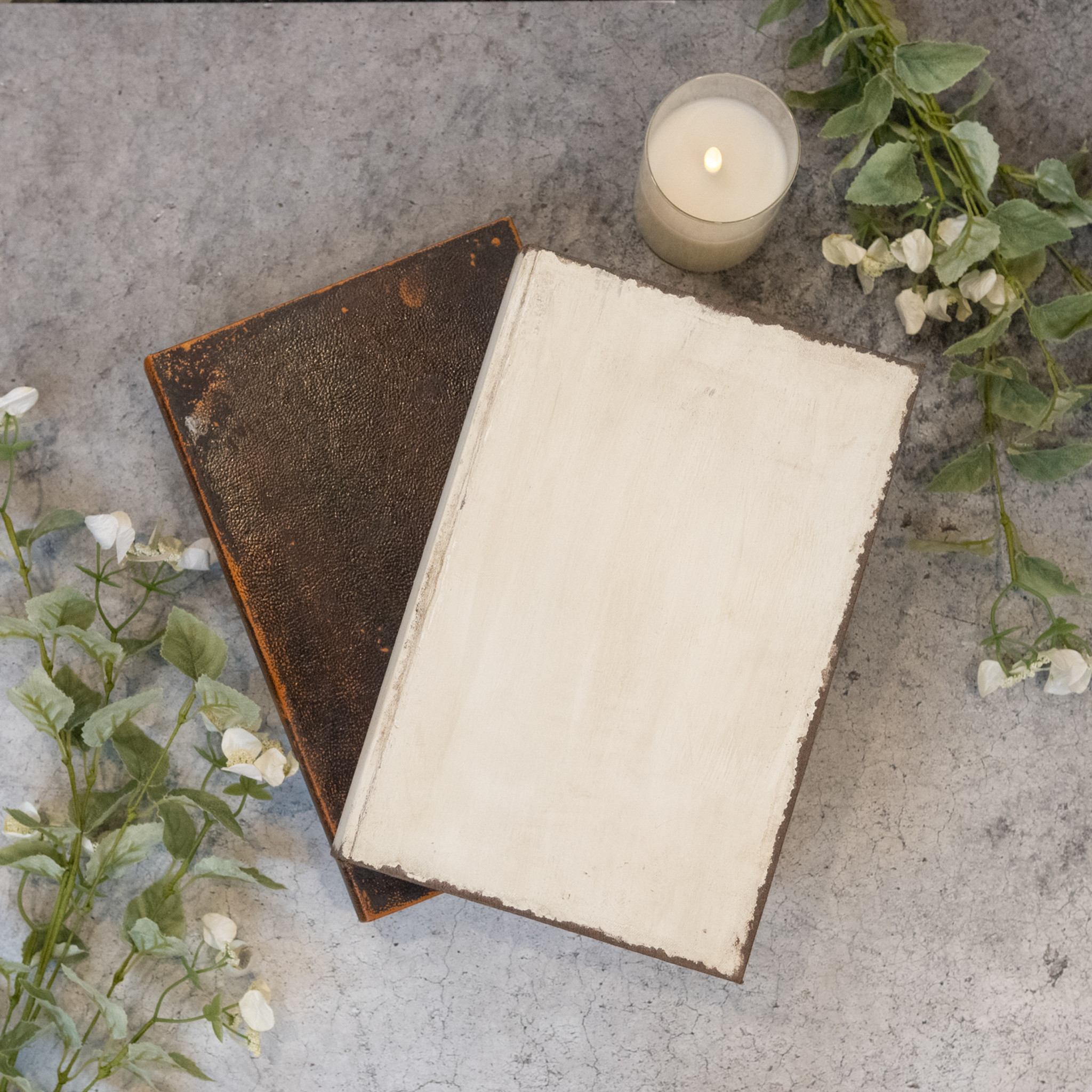 White Vintage Book Box