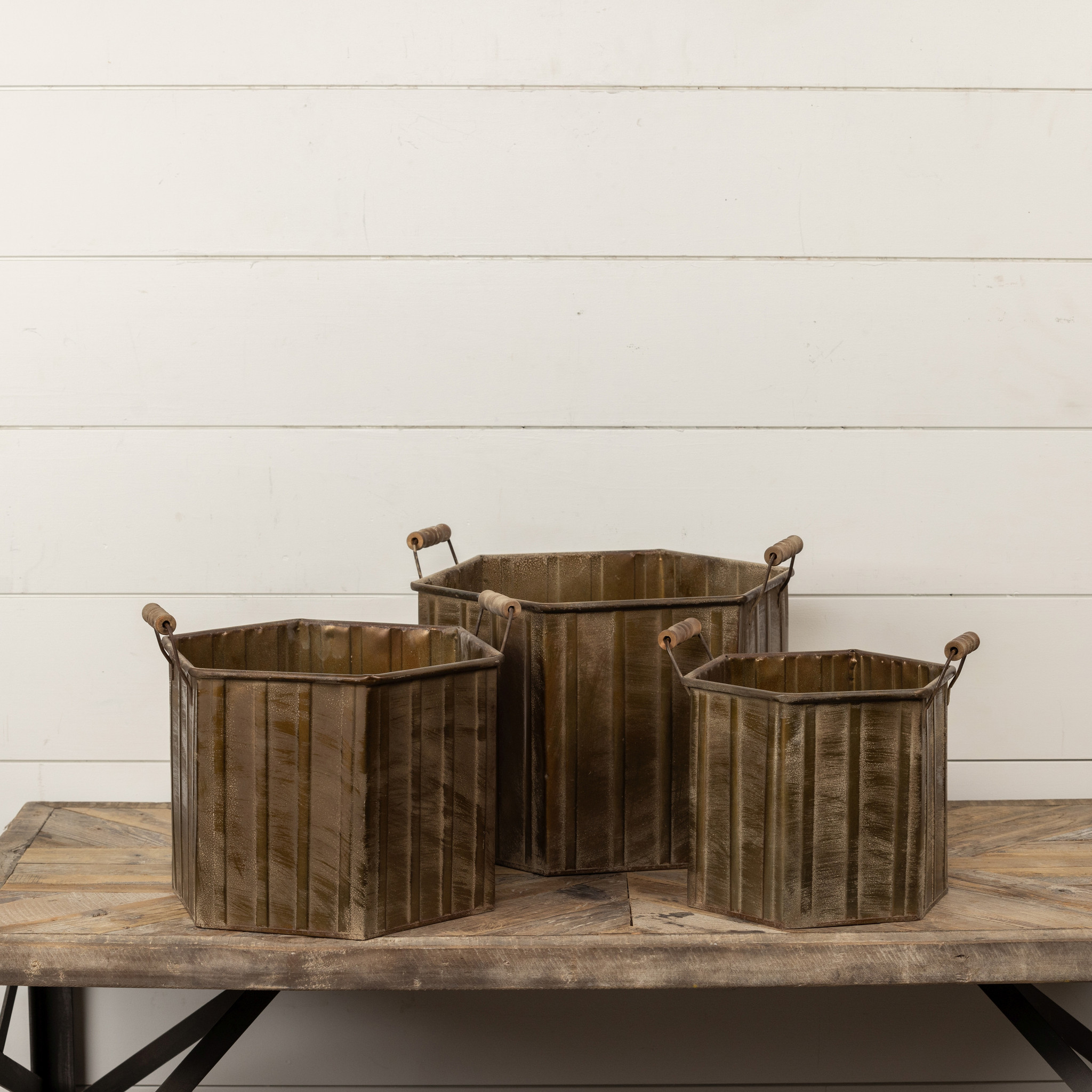 Hexagon Buckets, Set of 3, photo 3 of 3