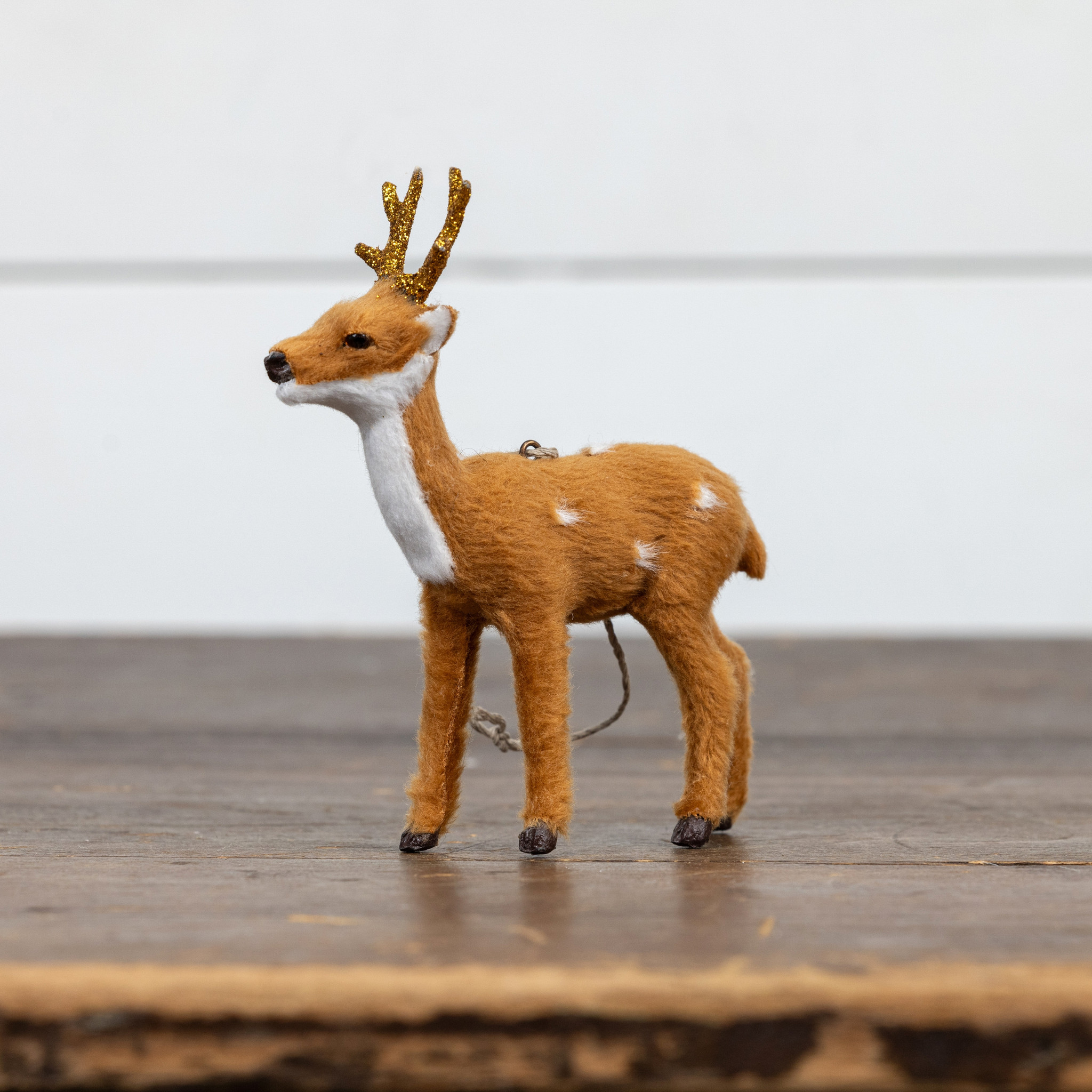 Fur Deer with Gold Glittered Antlers Ornament, photo 3 of 3