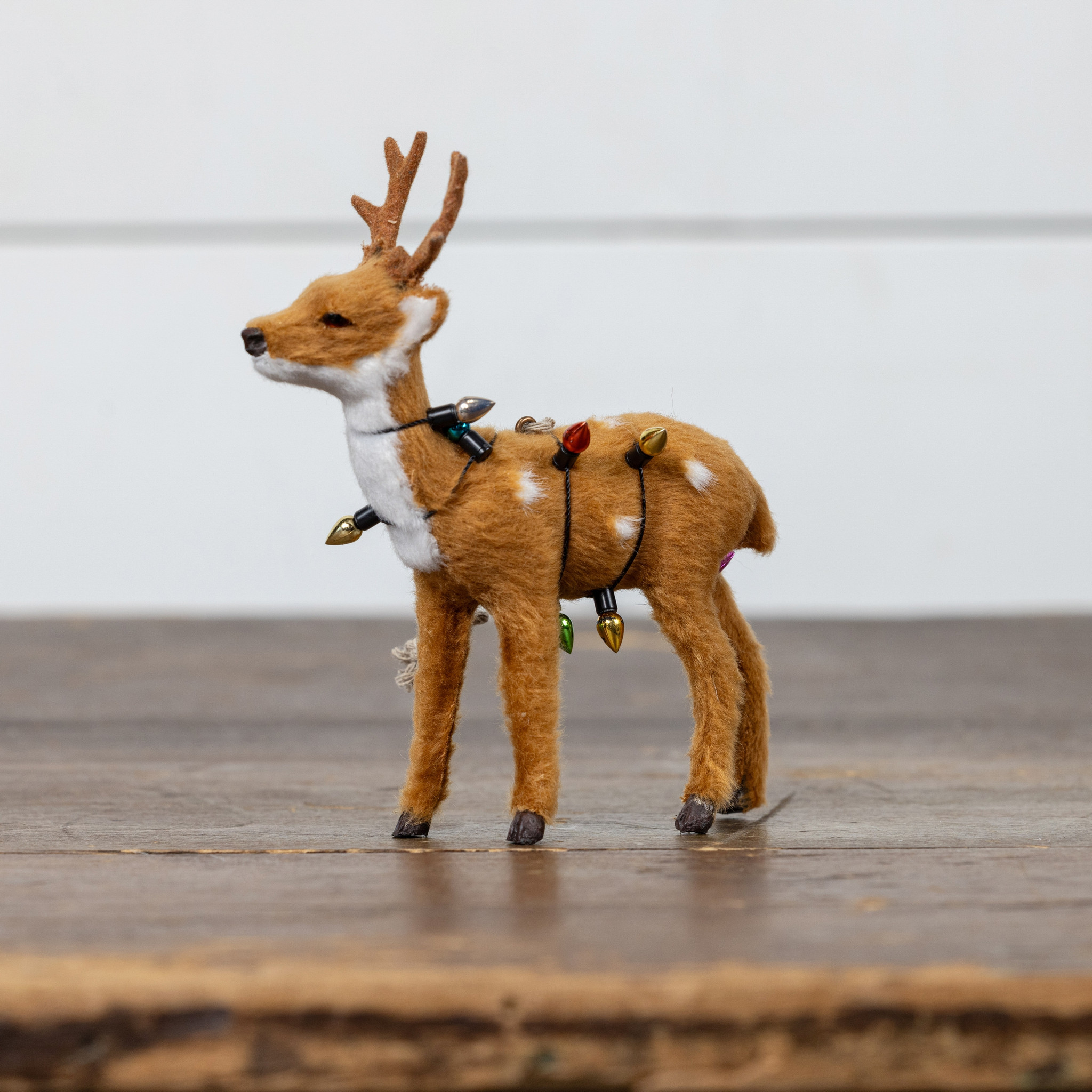 Fur Deer Wrapped in Christmas Lights Ornament, photo 3 of 3