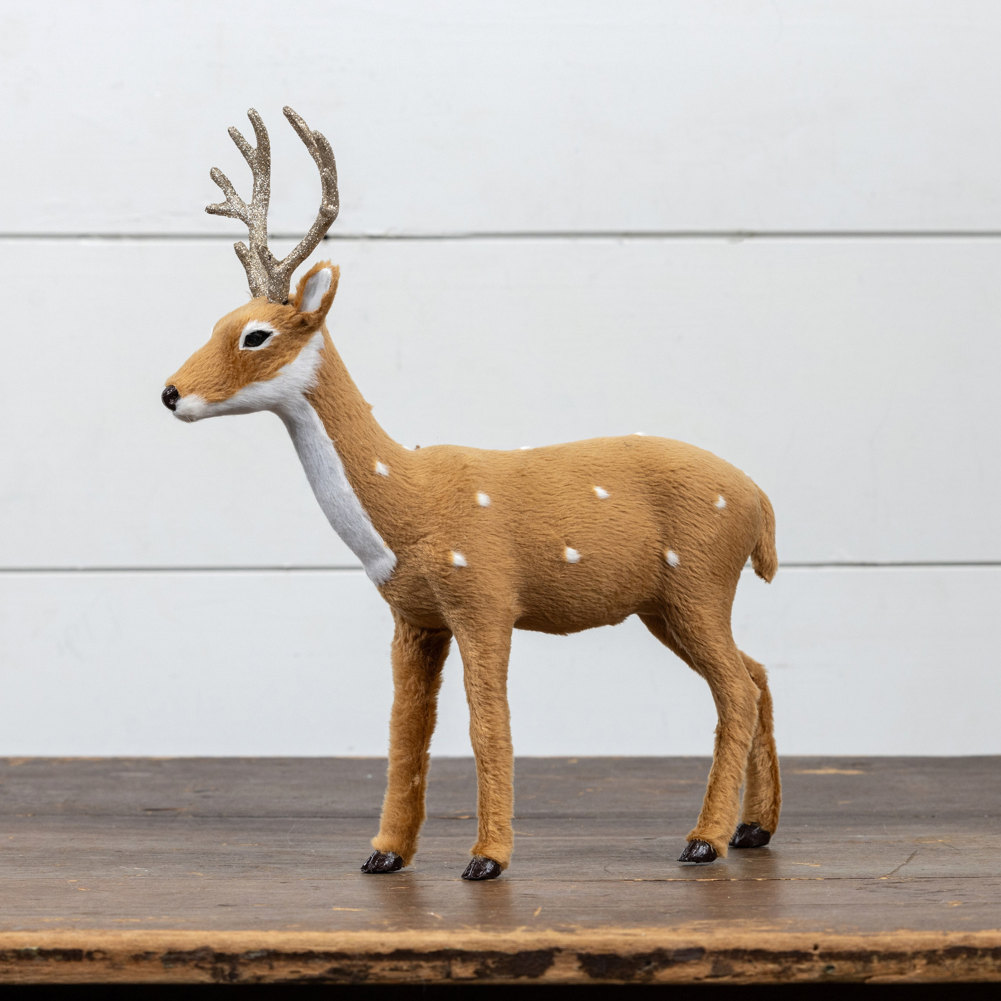 Fur Deer with Glittered Antlers, 12", photo 2 of 3