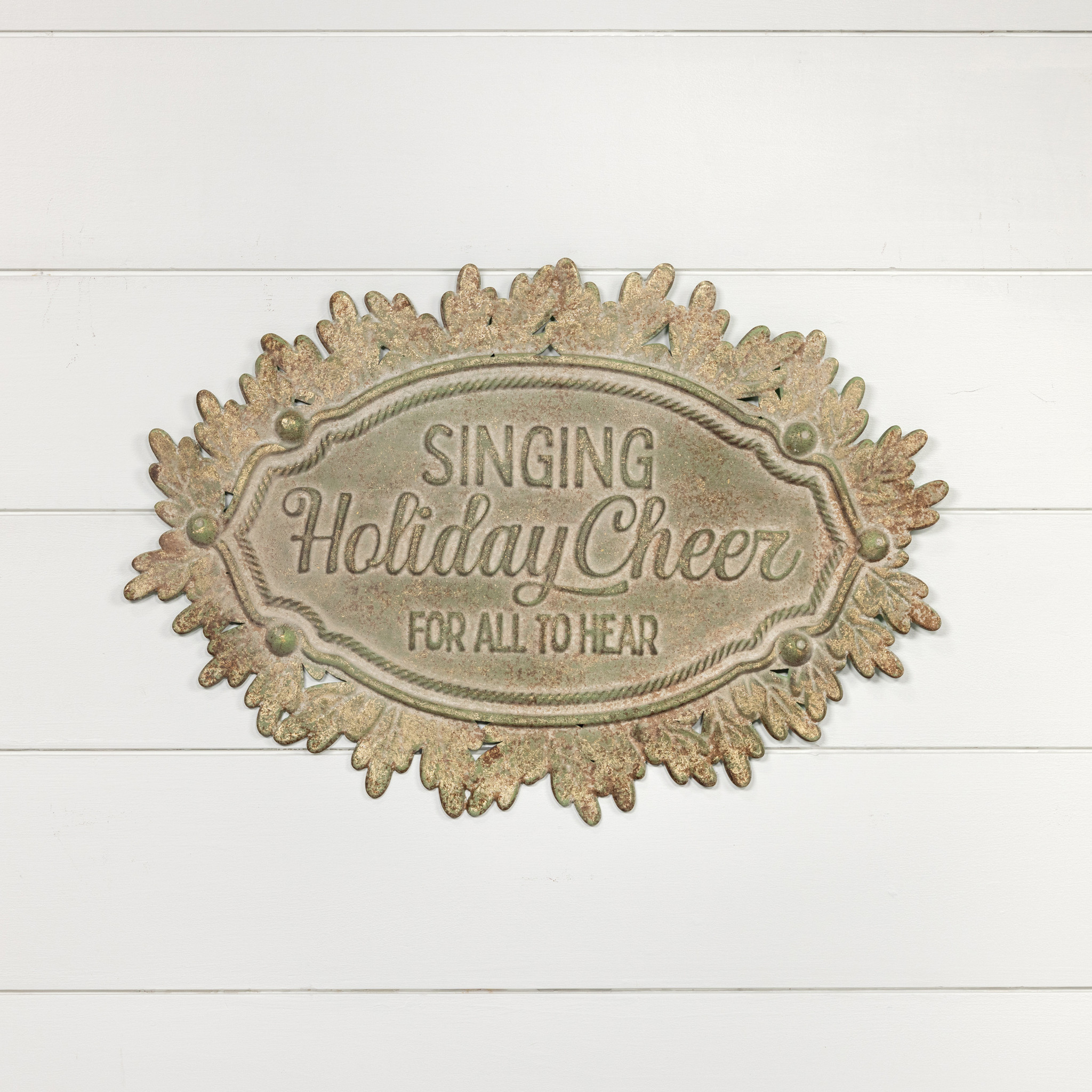 Aged Metal Holiday Cheer Sign, photo 3 of 3