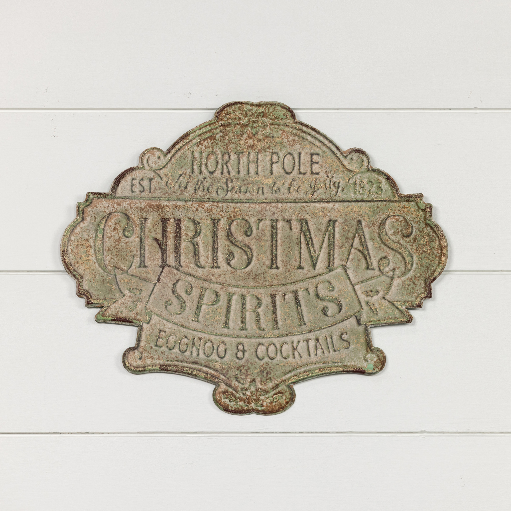 Aged Metal Christmas Spirits Sign, photo 2 of 2