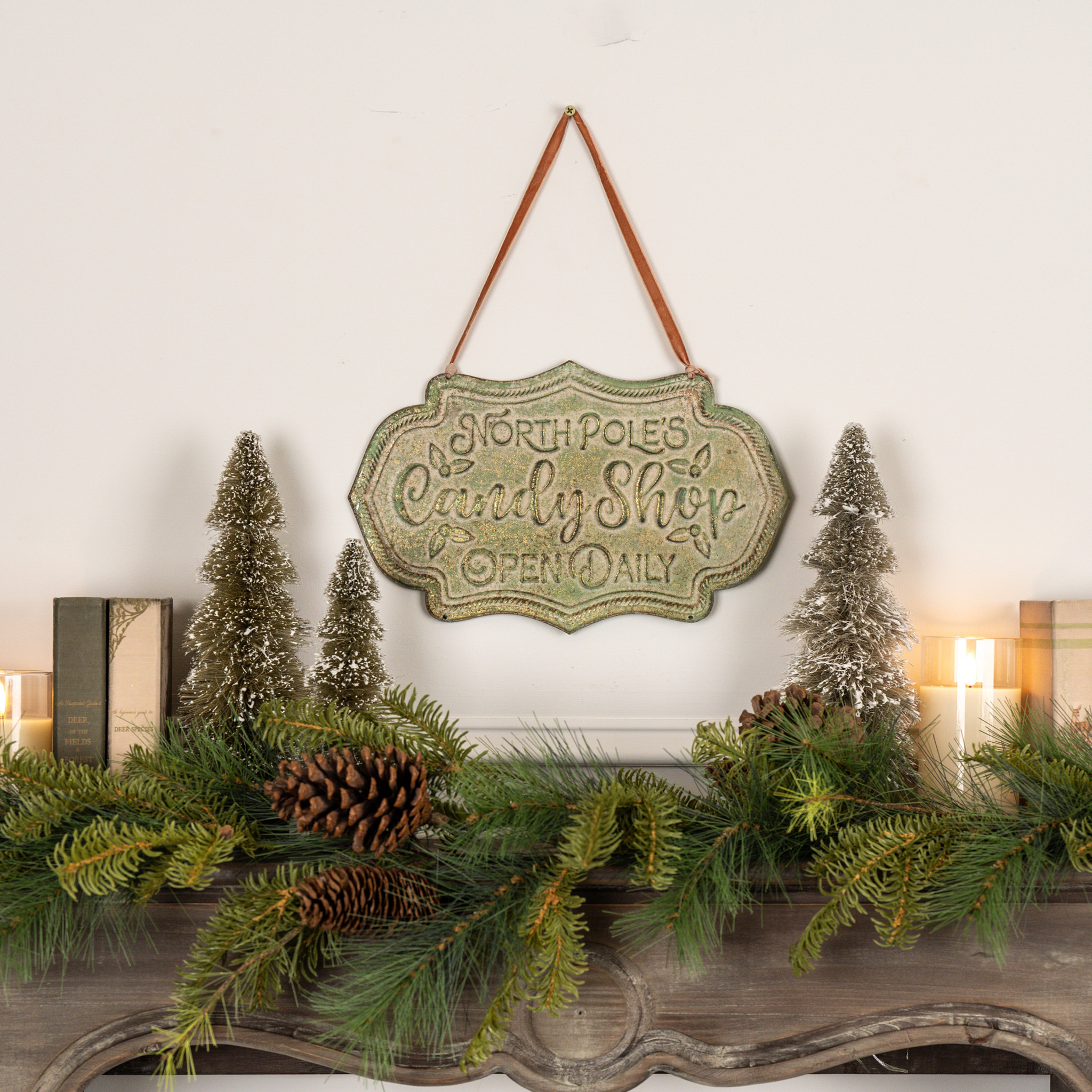 Green North Pole's Candy Shop Sign