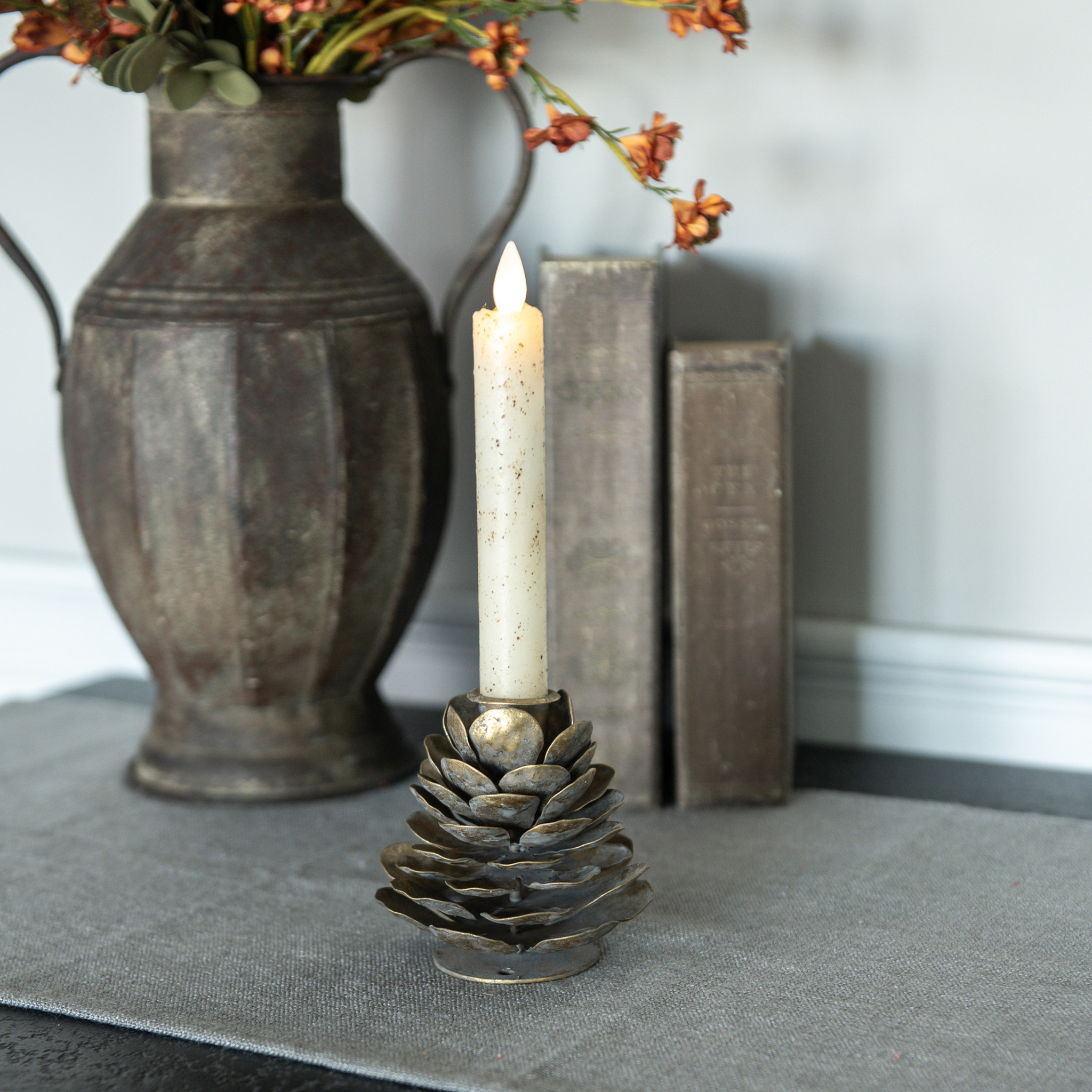 Bronze Pinecone Taper Candle Holder, photo 9 of 9