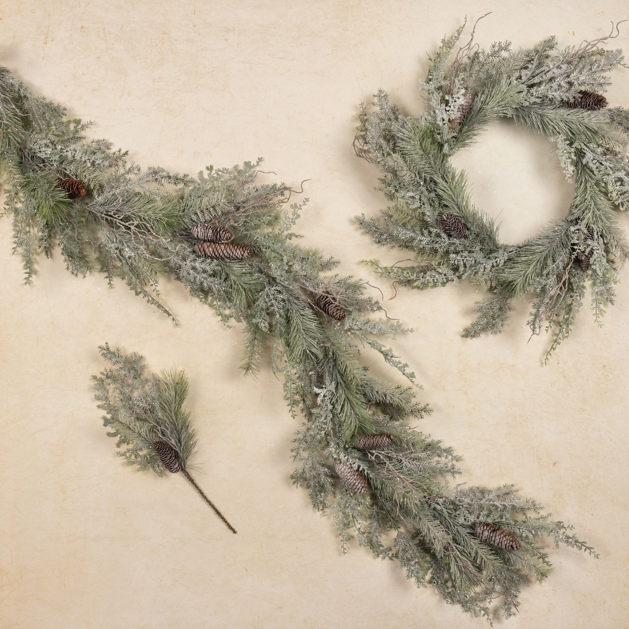 Glittered Pine with Fern Wreath, 24", photo 3 of 3