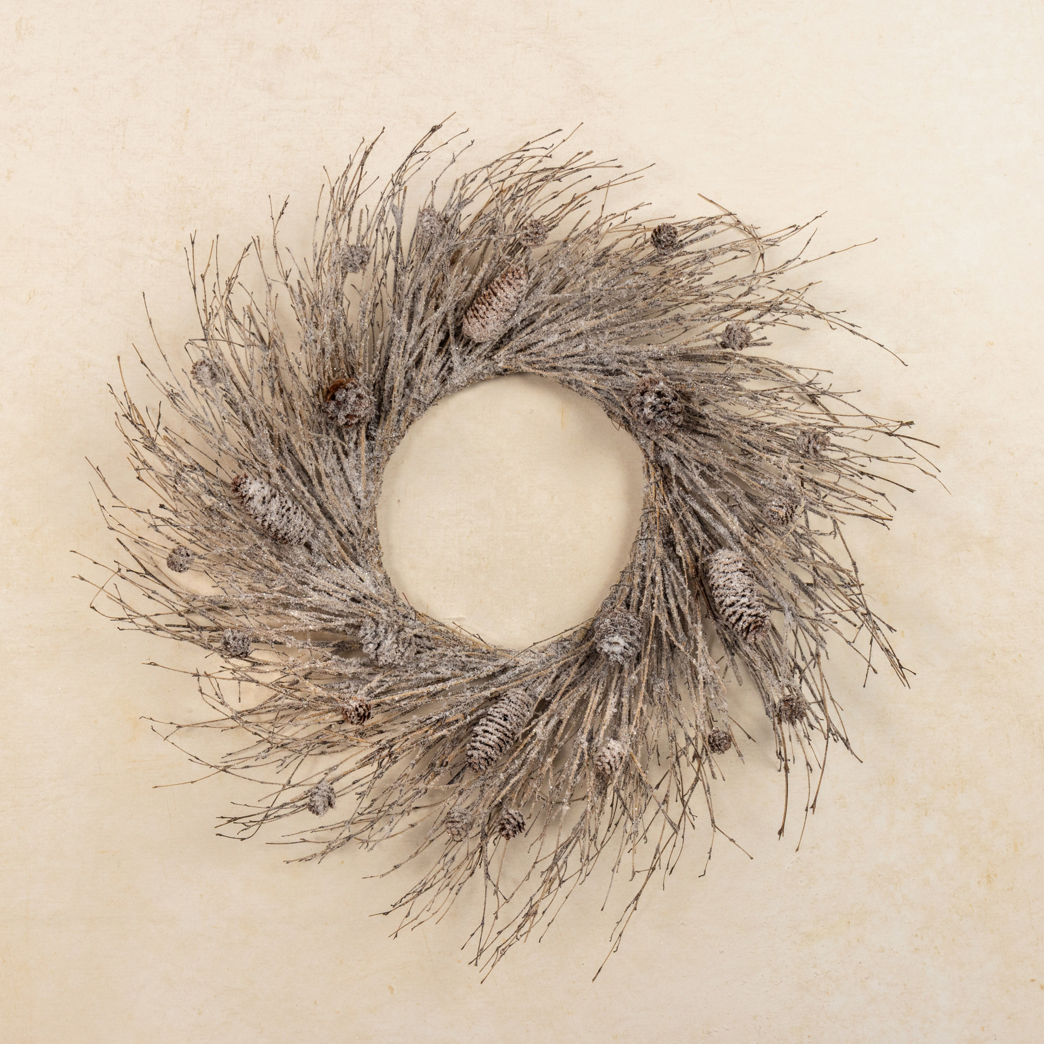 Snowy Twig with Pinecone Wreath, 28"