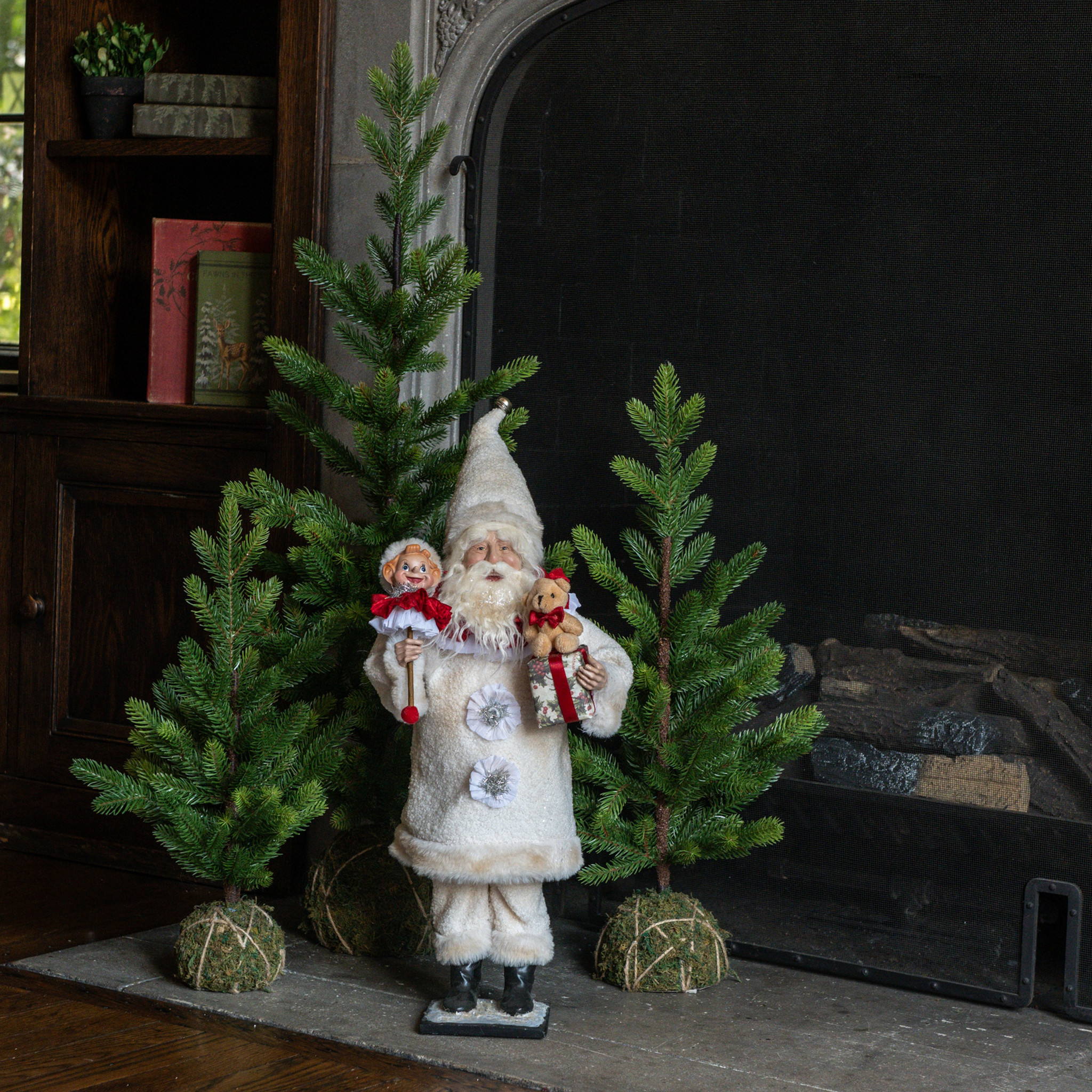 Cream Santa with Doll, 20"