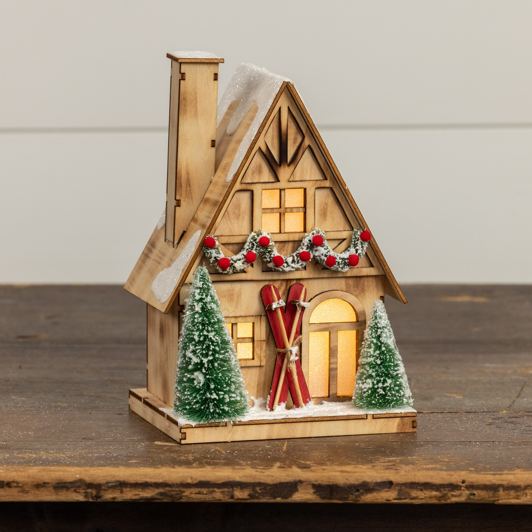 Lighted Wood Ski House, photo 2 of 3