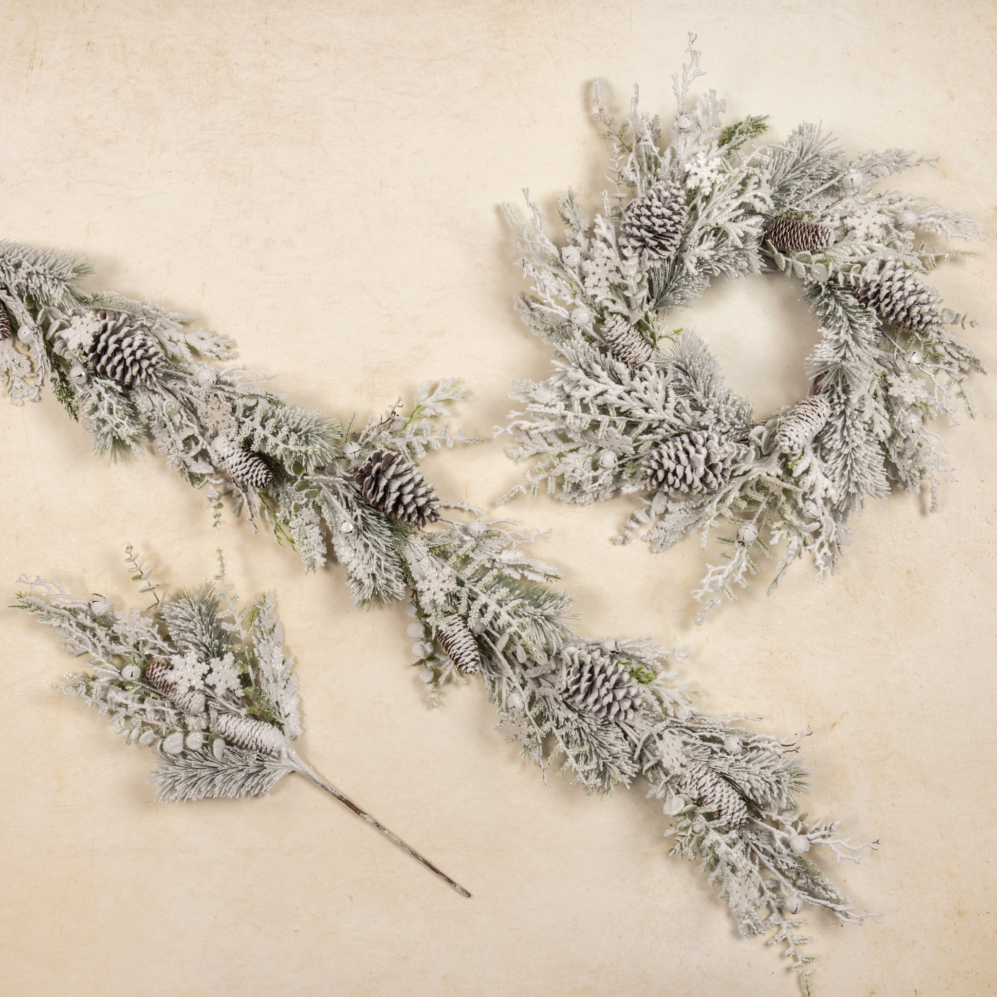 Snowy Pine with Pinecones & Snowflakes Wreath, 24", photo 3 of 3