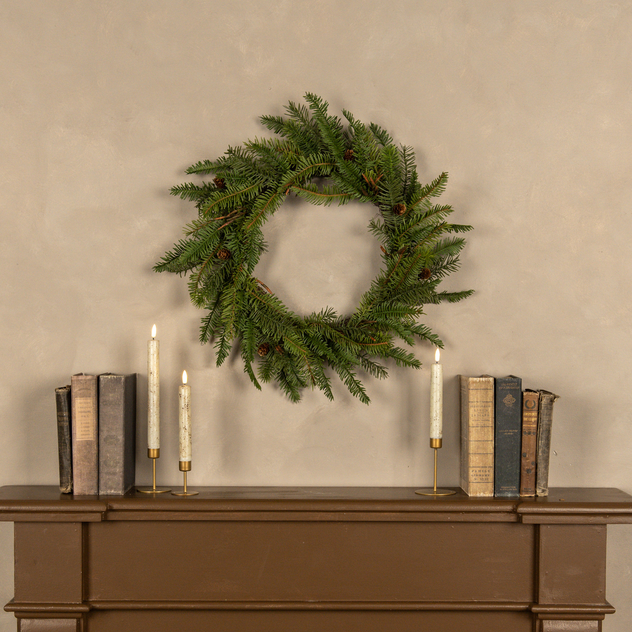 Hemlock & Douglas Fir with Mini Pinecone Wreath, 22"