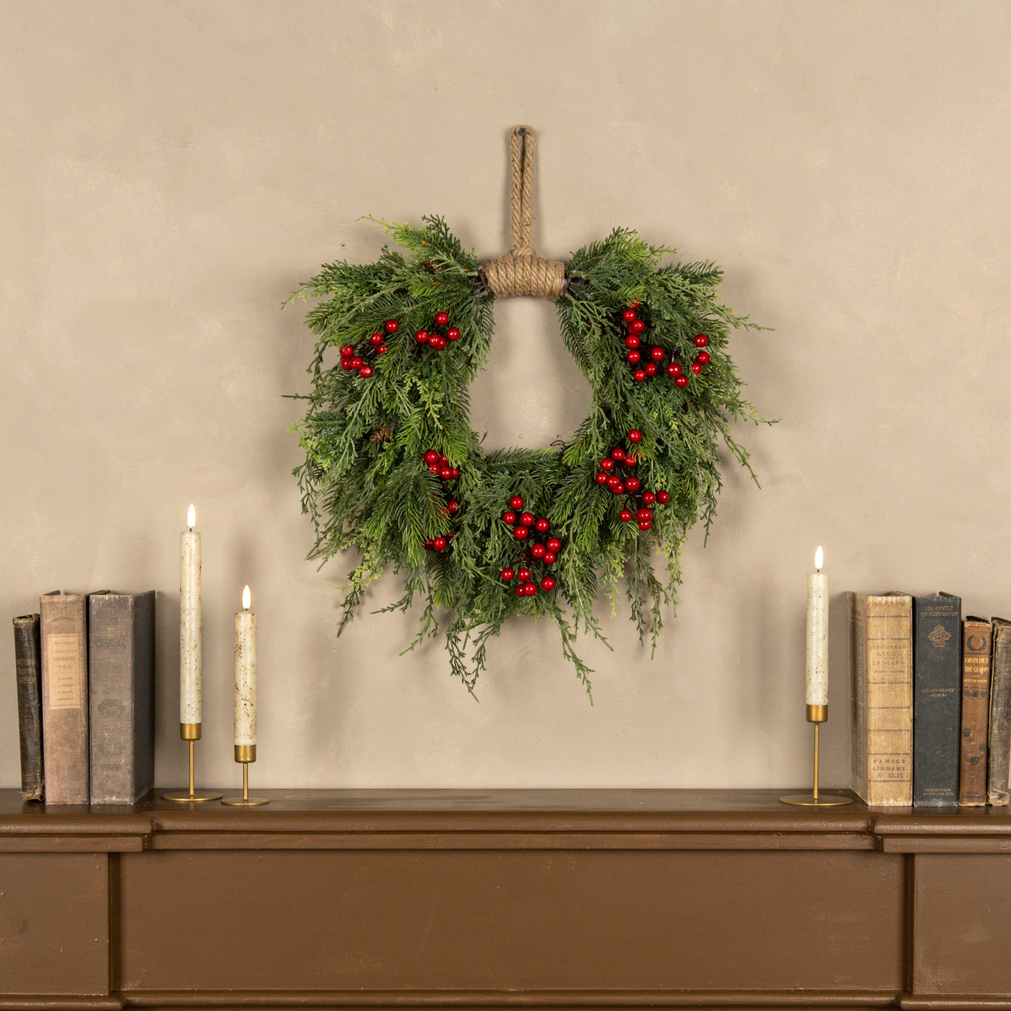 Pine, Cedar & Berries Hanging Wreath, 28" — photo 1 of 2