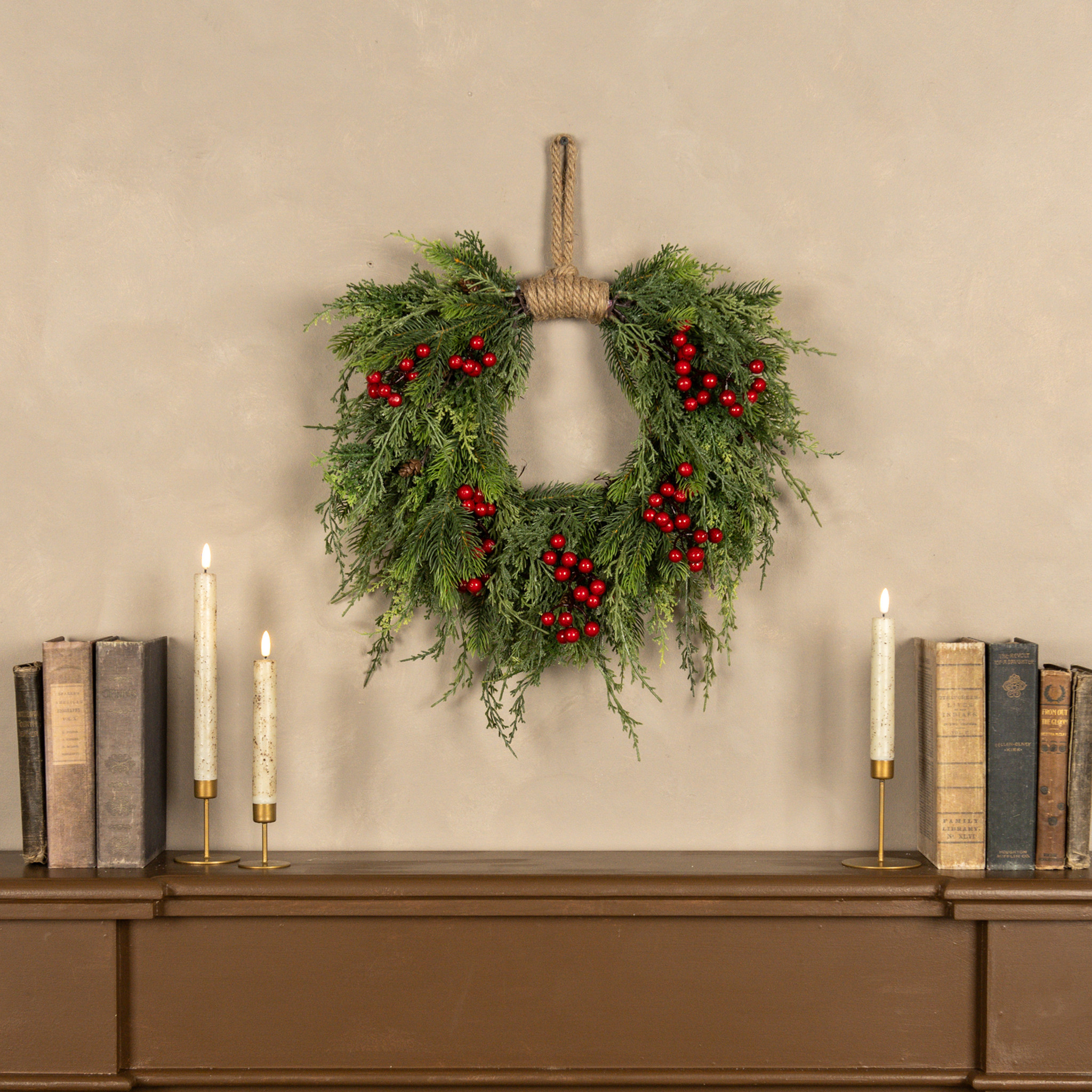 Pine, Cedar & Berries Hanging Wreath, 20", photo 2 of 5
