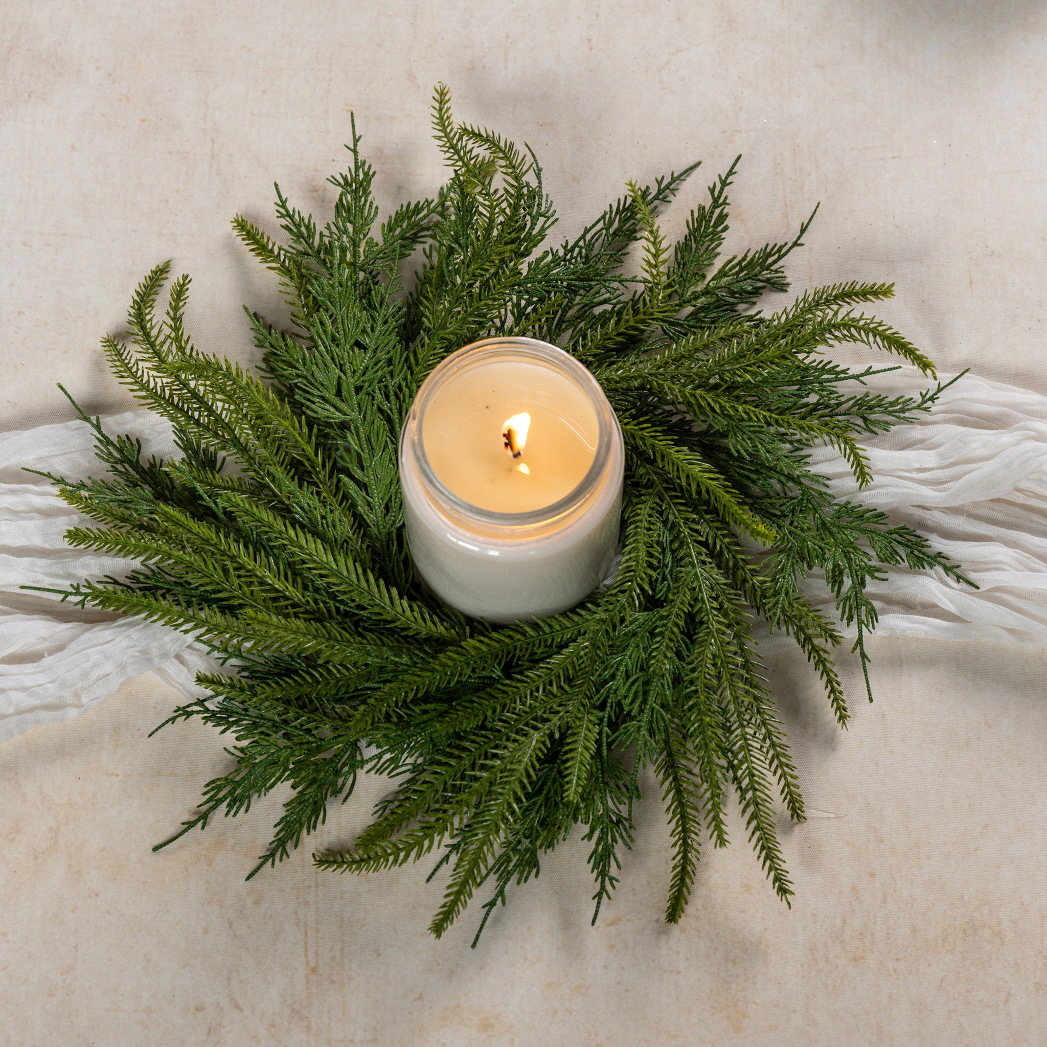 Soft Touch Redwood & Cedar Candle Ring, 14"