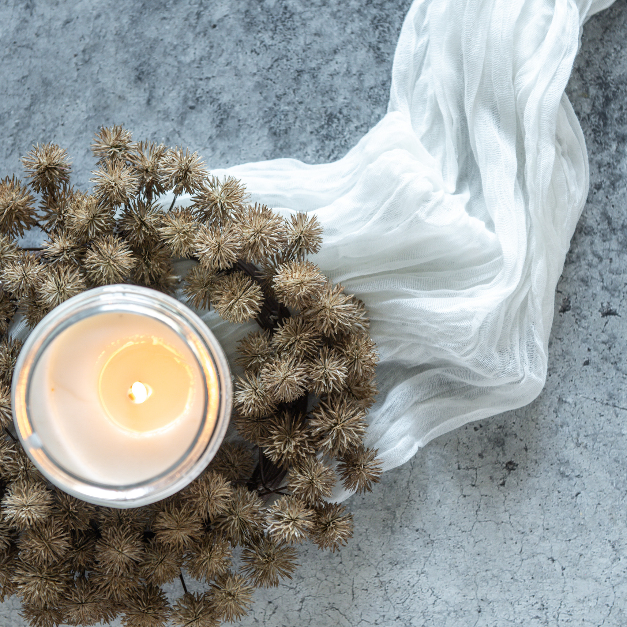 Brown Mini Chestnut Seed Candle Ring, 10", photo 3 of 4