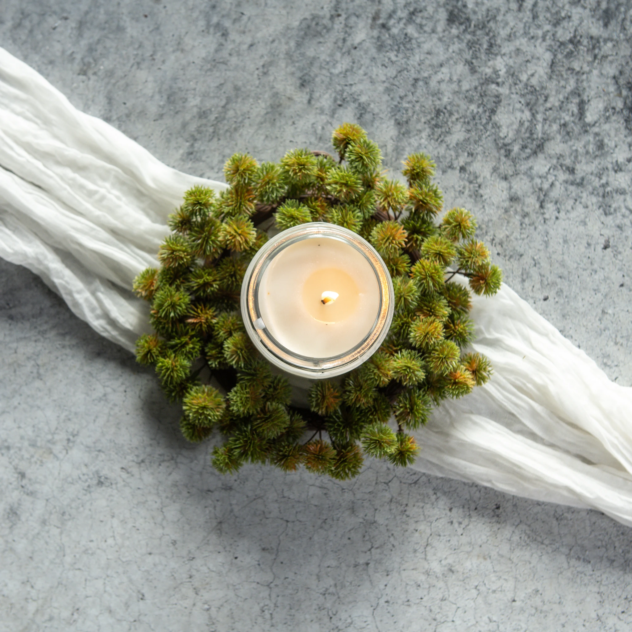 Green Mini Chestnut Seed Candle Ring, 10"