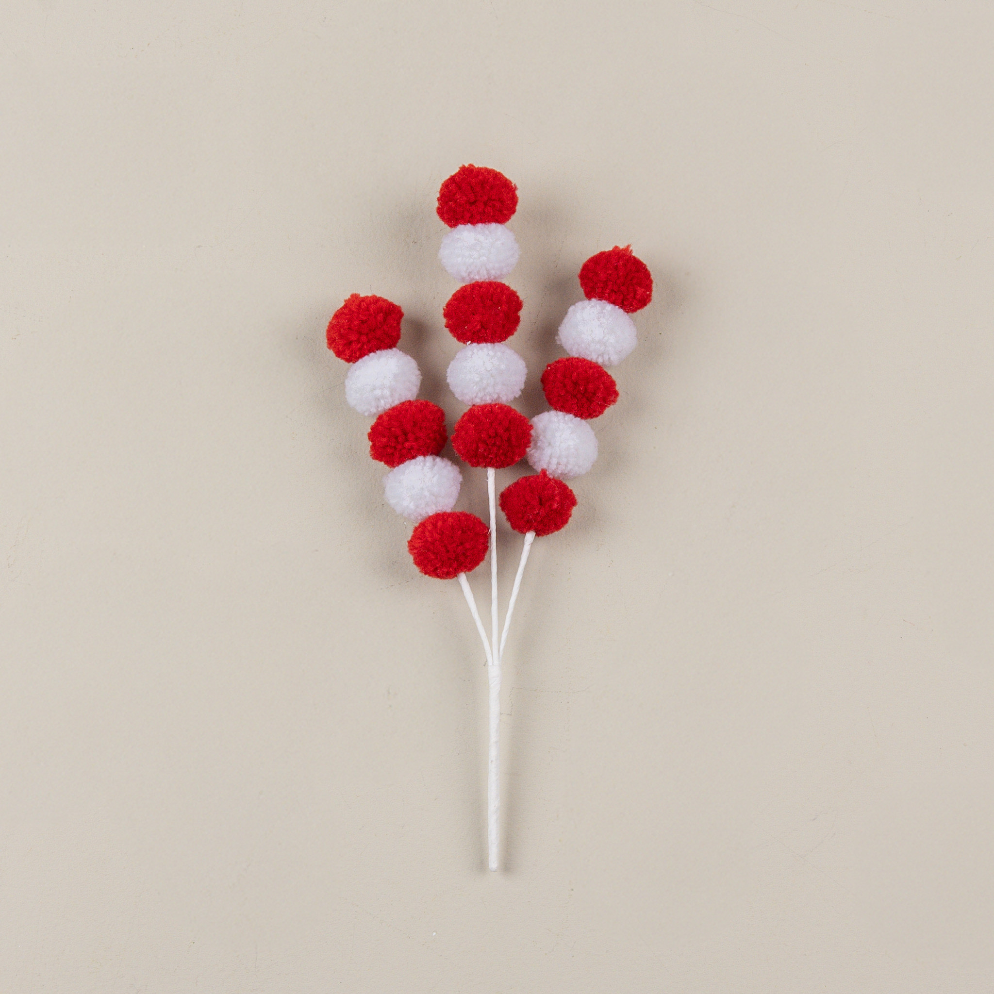 Red & White Pom Pom Spray, 12", photo 3 of 3