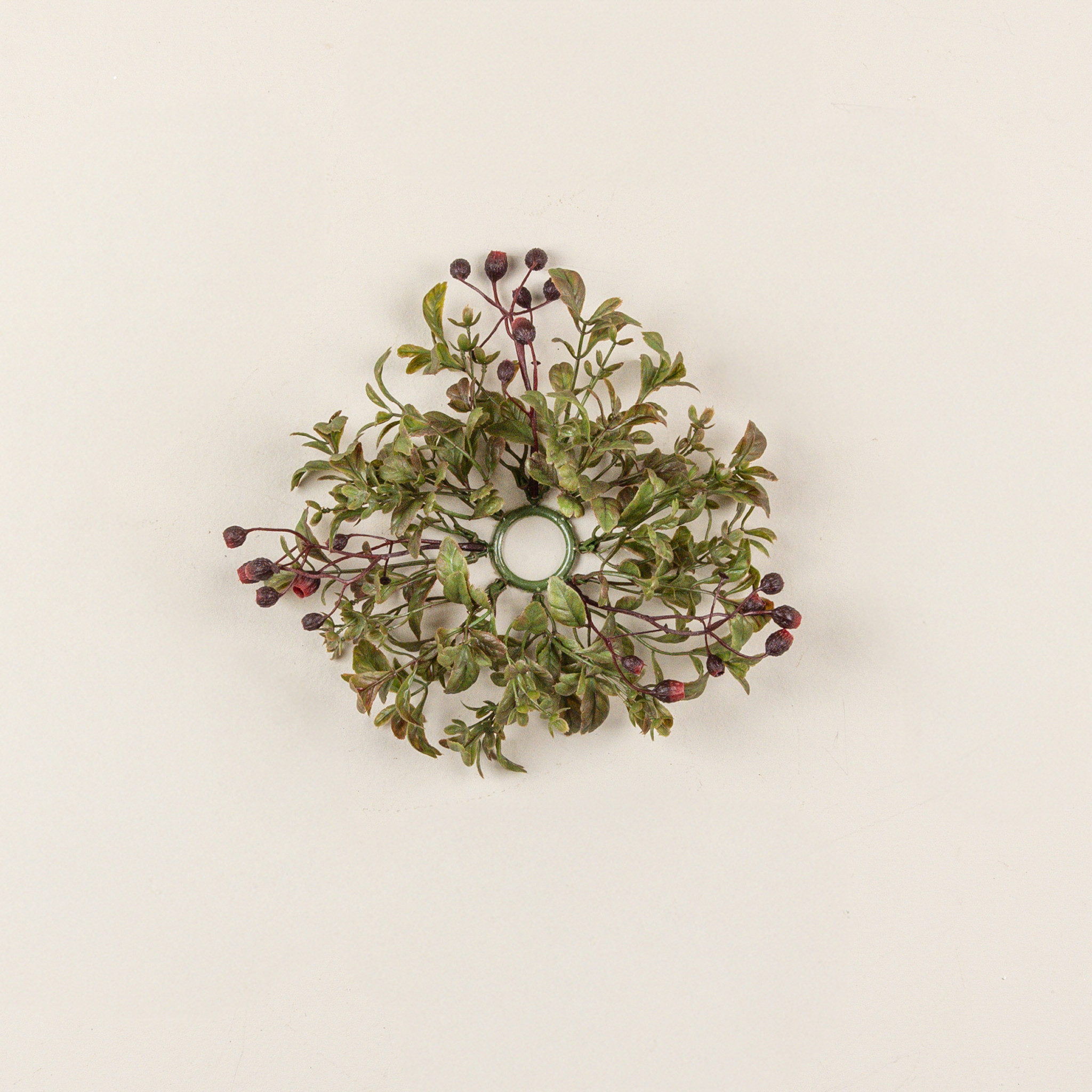 Evergreen with Sprigs Taper Candle Ring, 6.75"