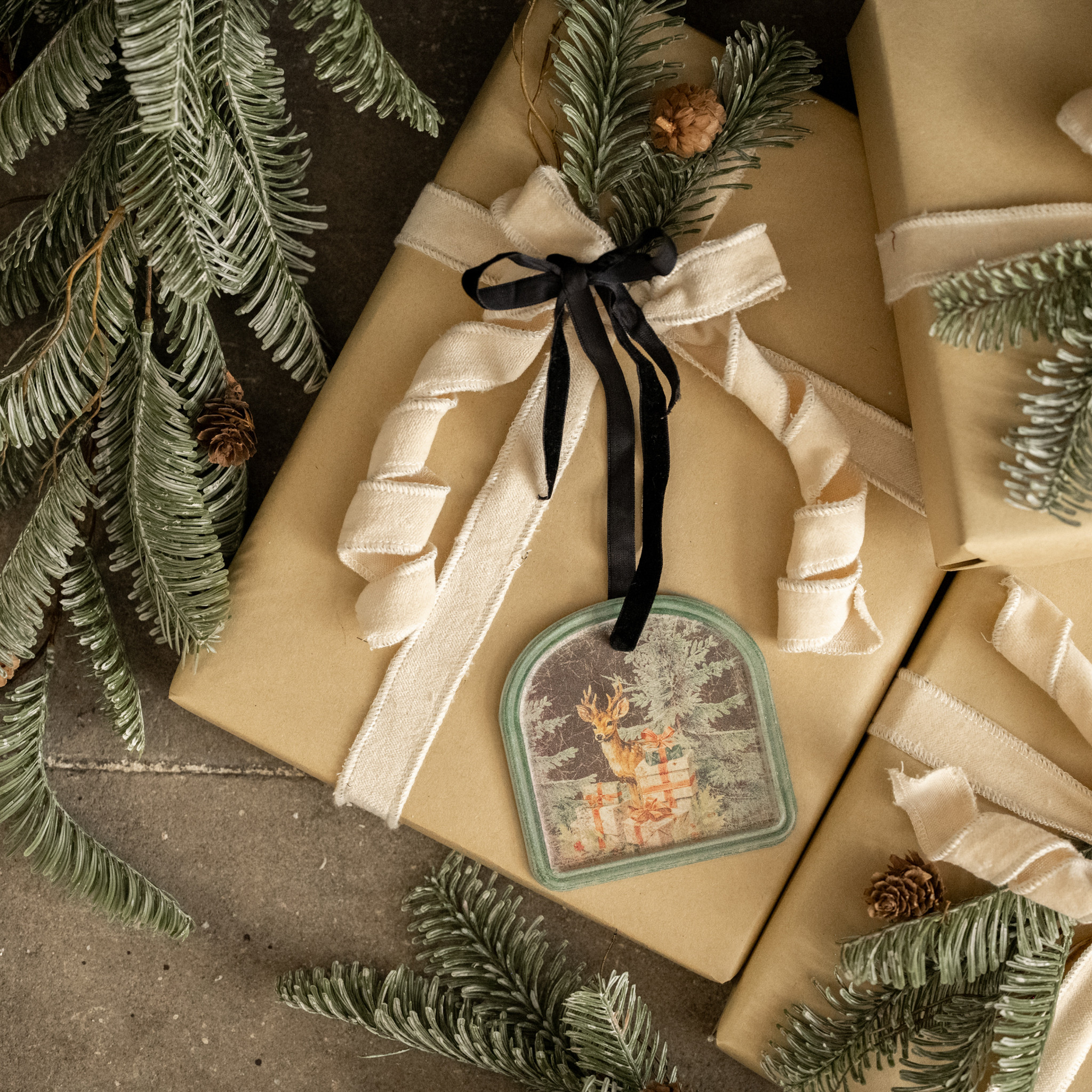 Framed Holiday Forest Scene Ornament