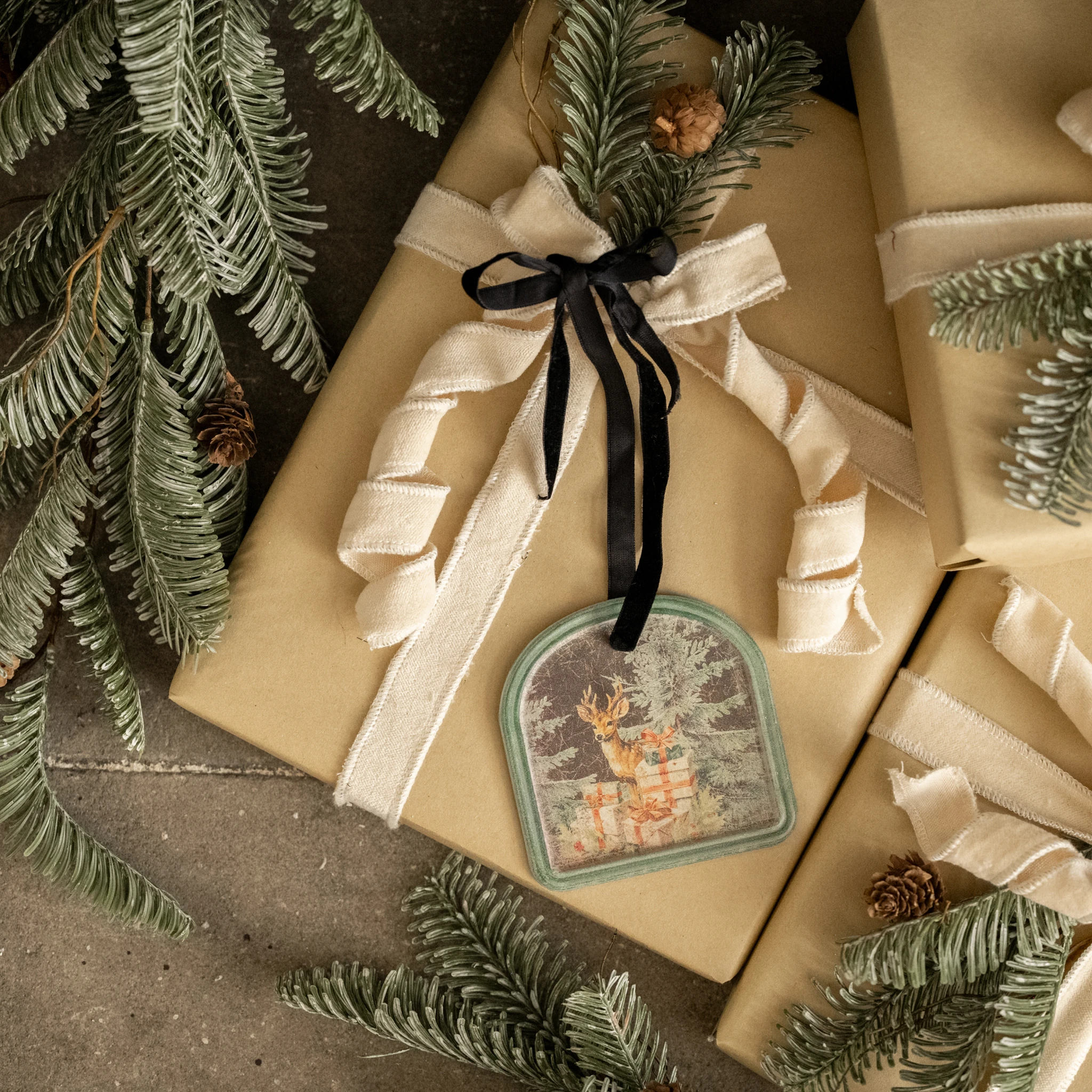 Framed Holiday Forest Scene Ornament