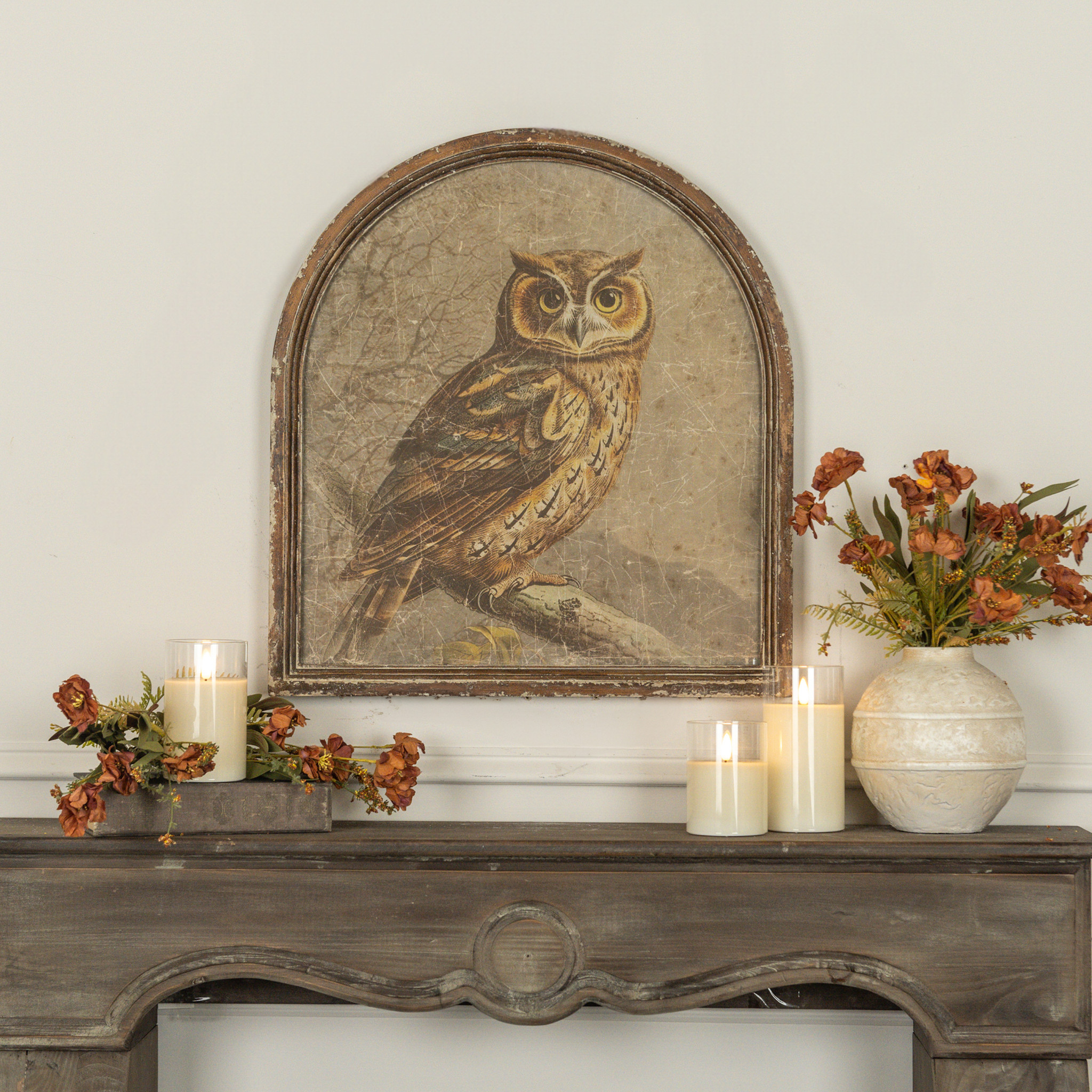 Arched Frame Great Horned Owl Print