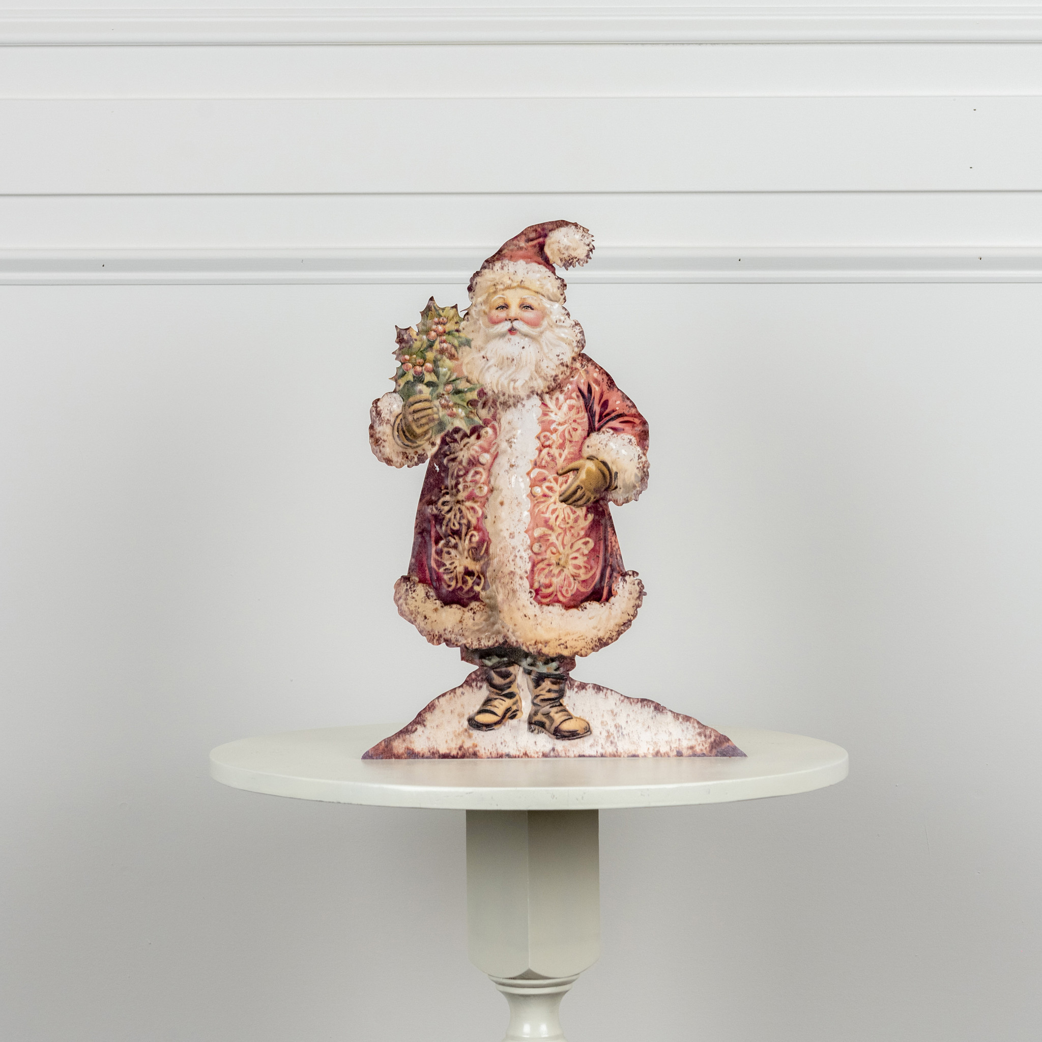 Santa with Holly Metal Dummy Board, 18"
