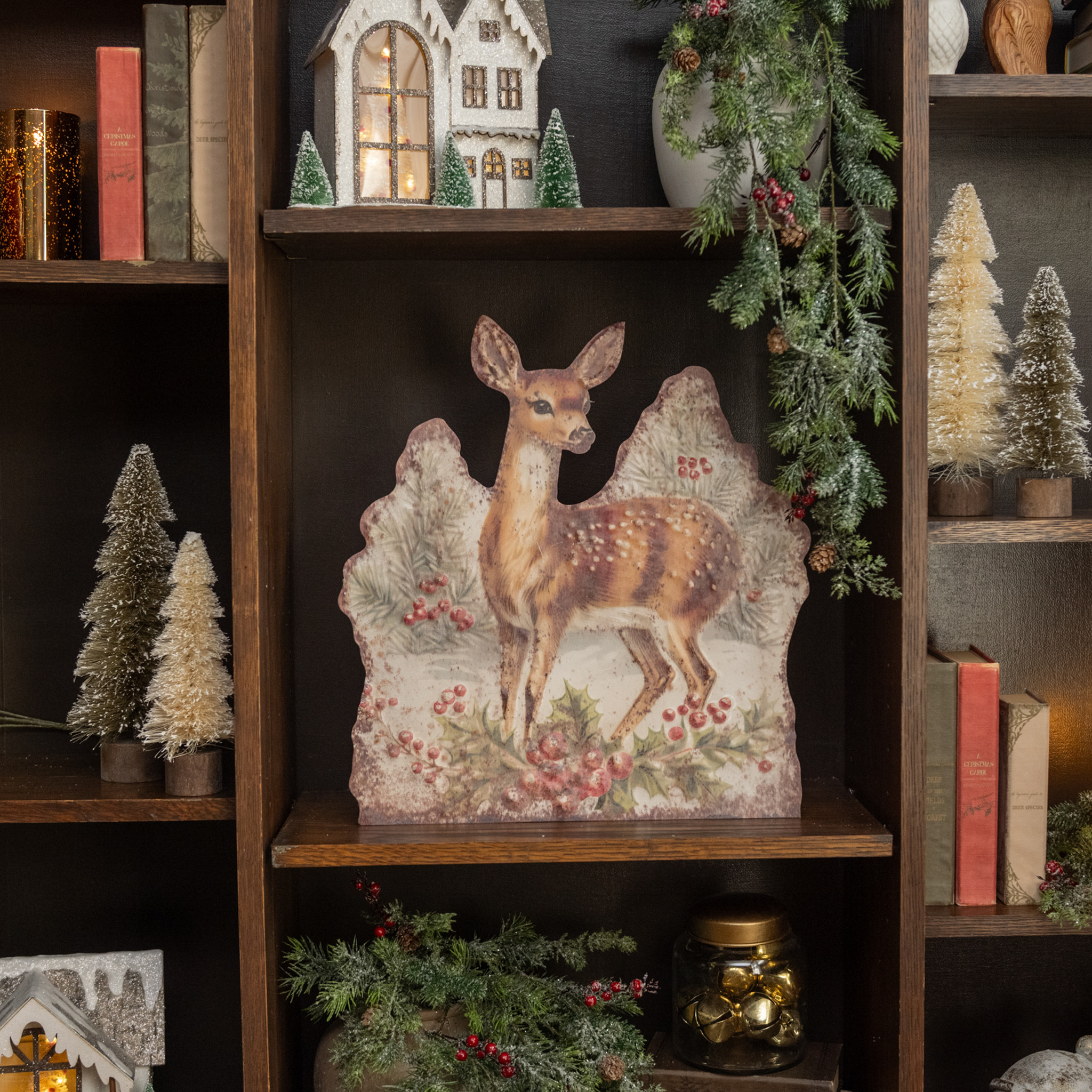 Fawn with Holly Metal Dummy Board, 18"