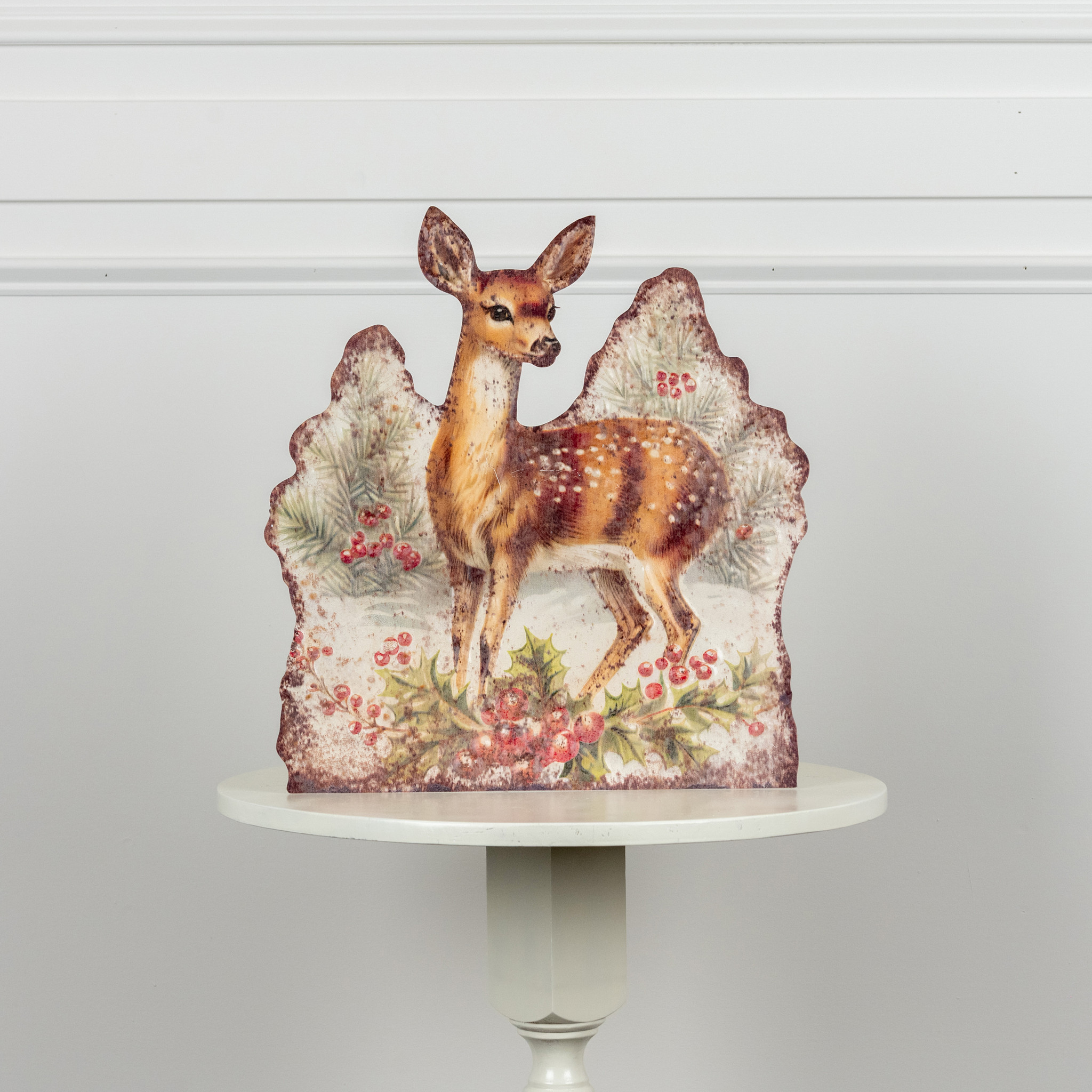 Fawn with Holly Metal Dummy Board, 18"