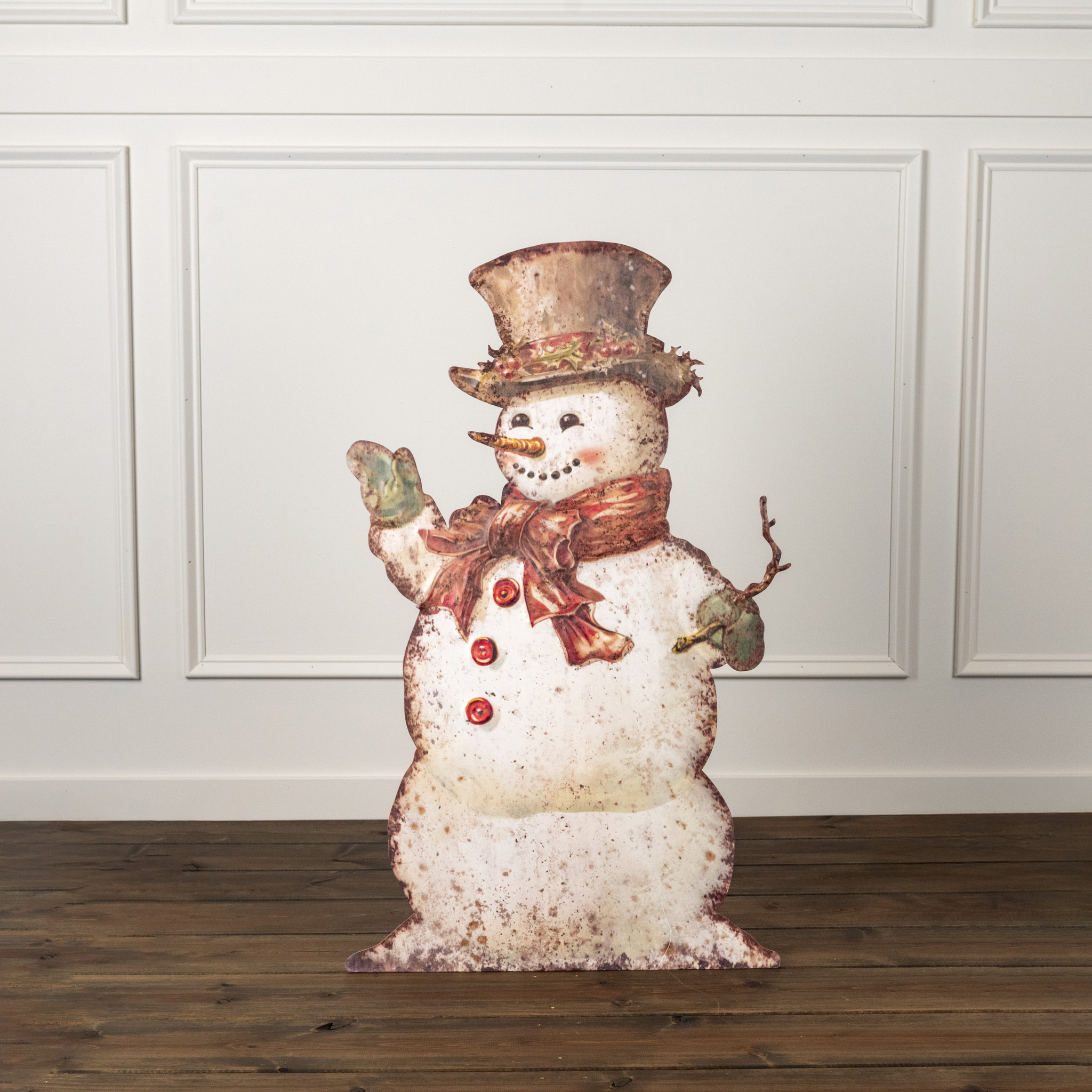 Cheerful Snowman Metal Dummy Board, 35.75"
