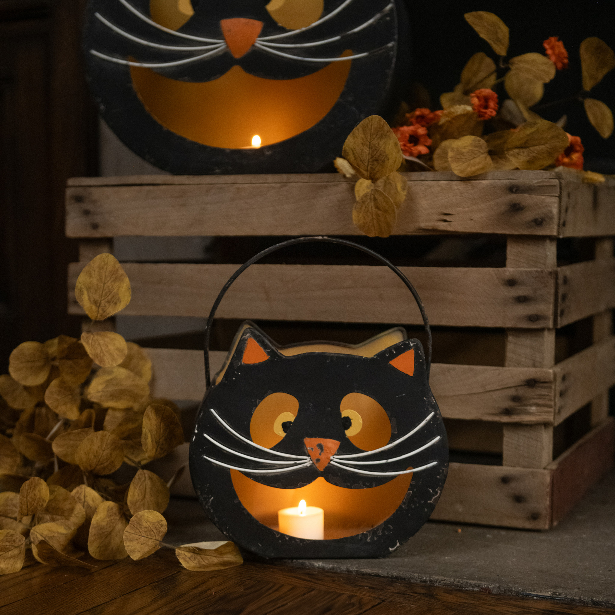 Vintage Black Cat Bucket, 7.25"