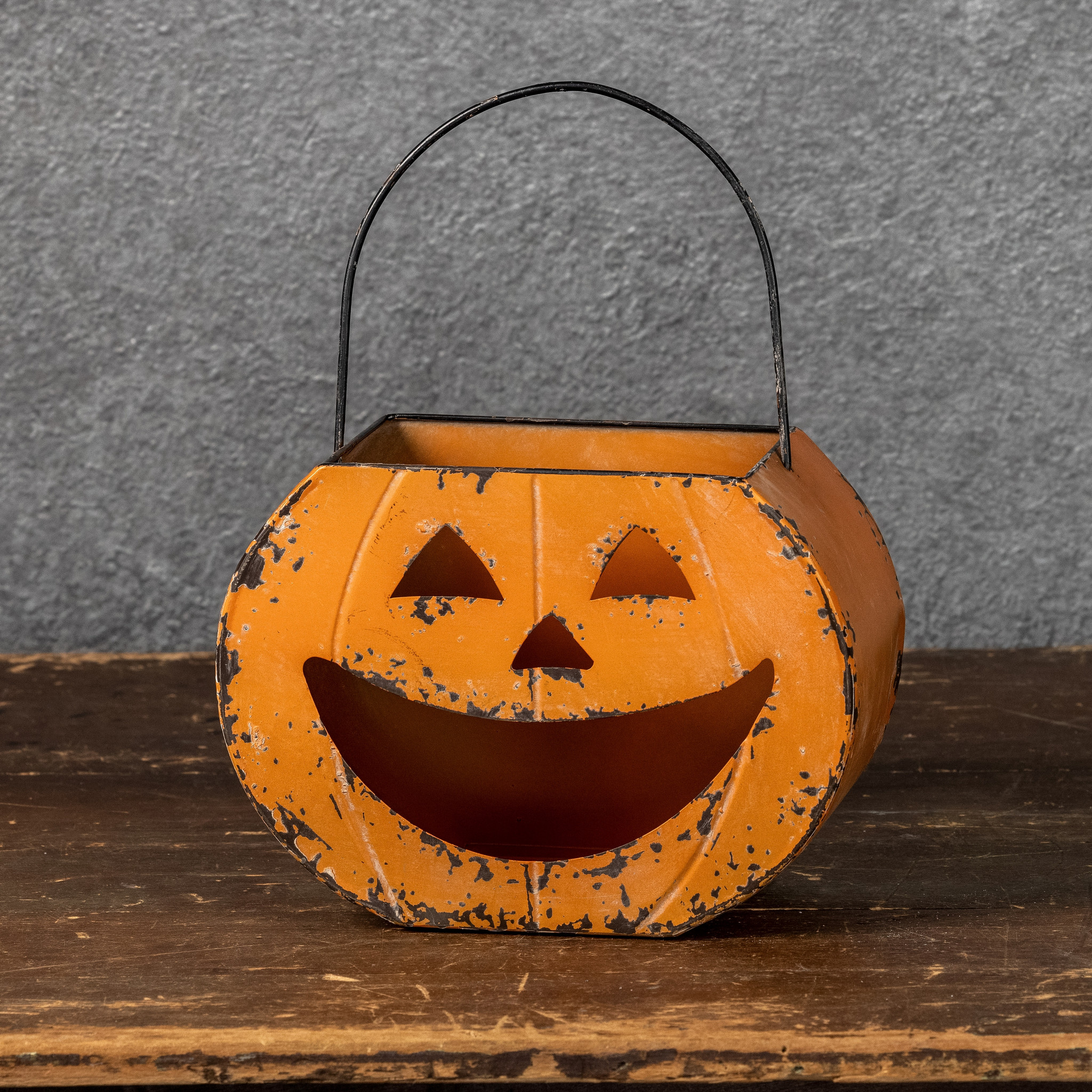 Happy Jack O Lantern Metal Bucket, 7.5", photo 3 of 4