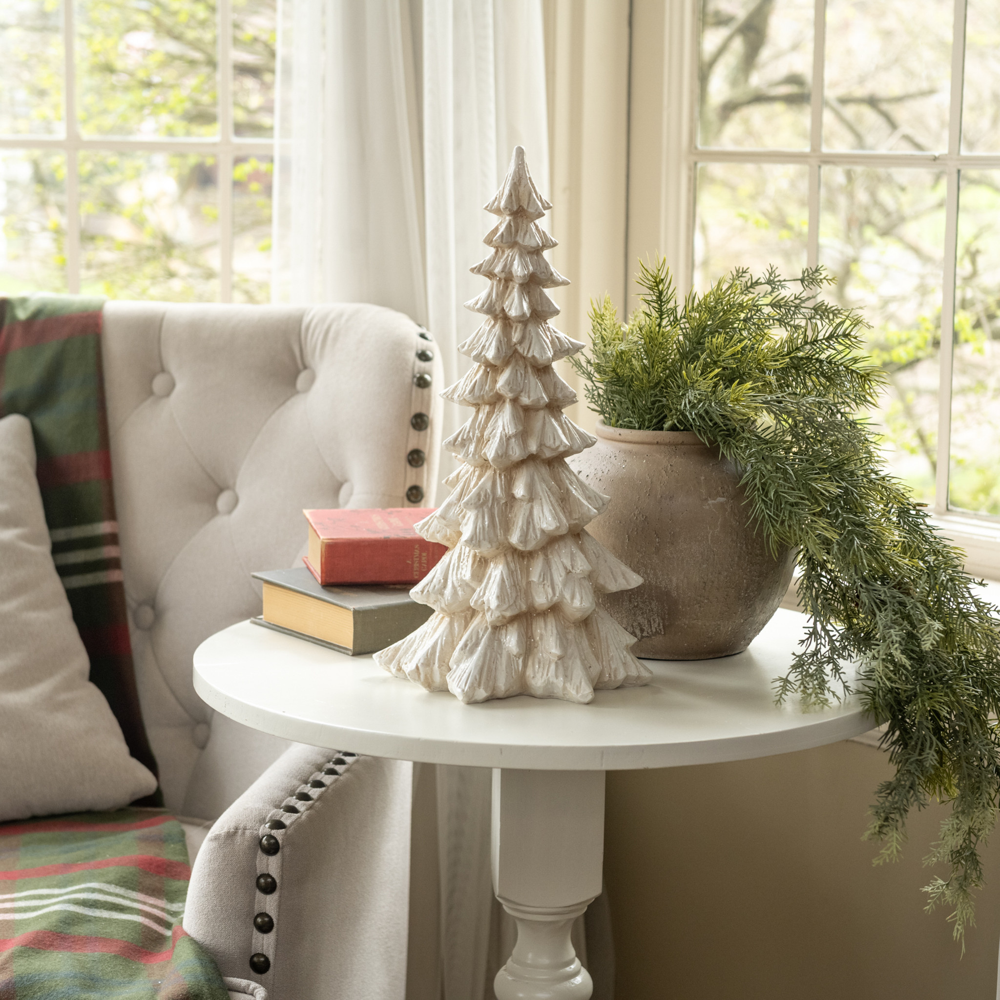 Glittered Cream Tree, 15"