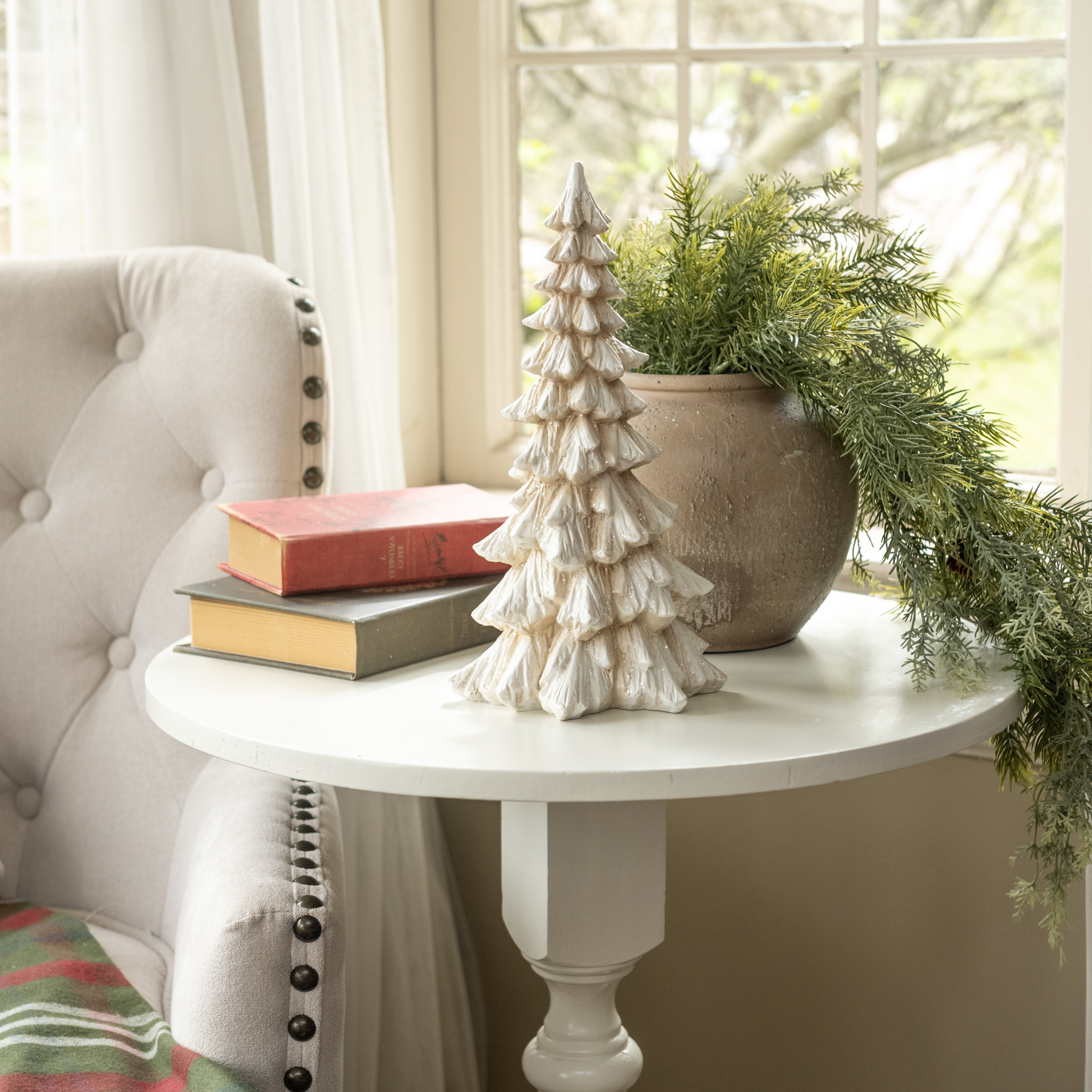 Glittered Cream Tree, 12"