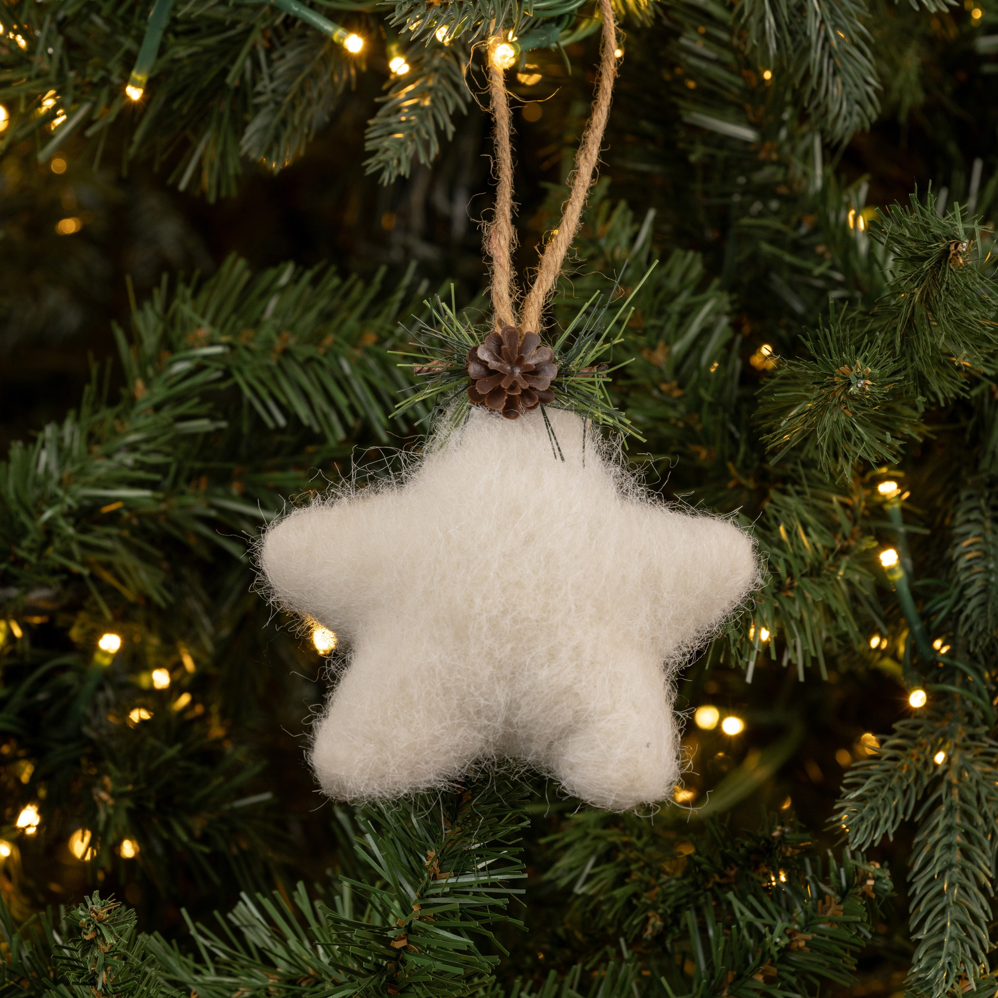 Cream Felt Star Ornament