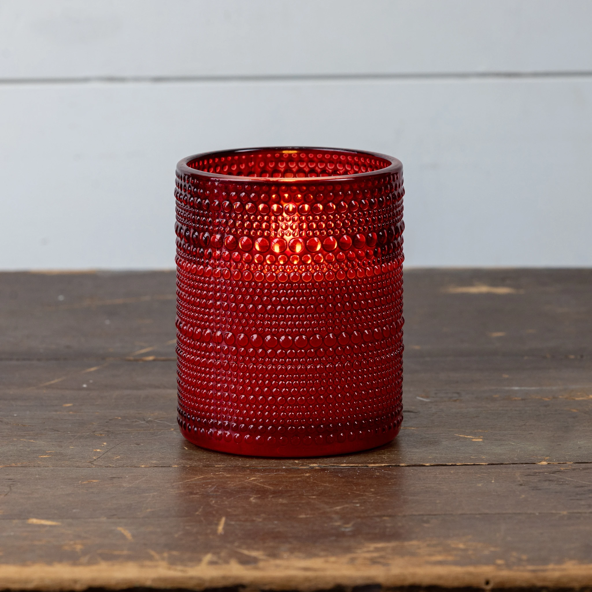 Flameless Red Dotted Glass Candle, 5", photo 2 of 4
