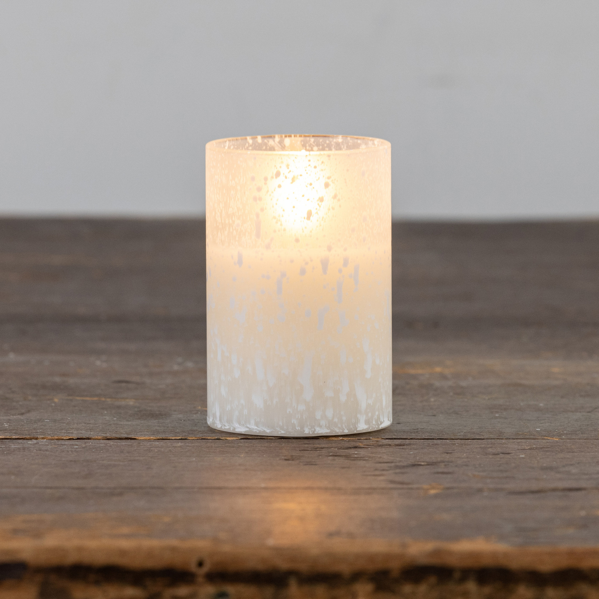Flameless Snowy Glass Candle, 3", photo 2 of 5