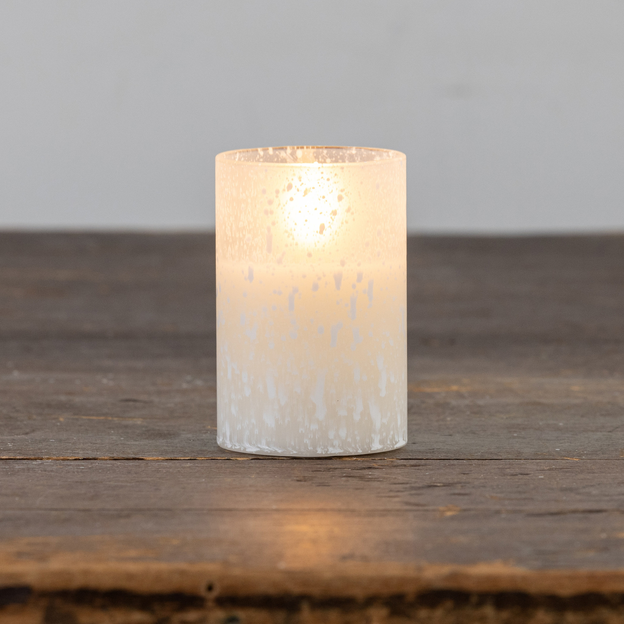 Flameless Snowy Glass Candle, 3", photo 3 of 5