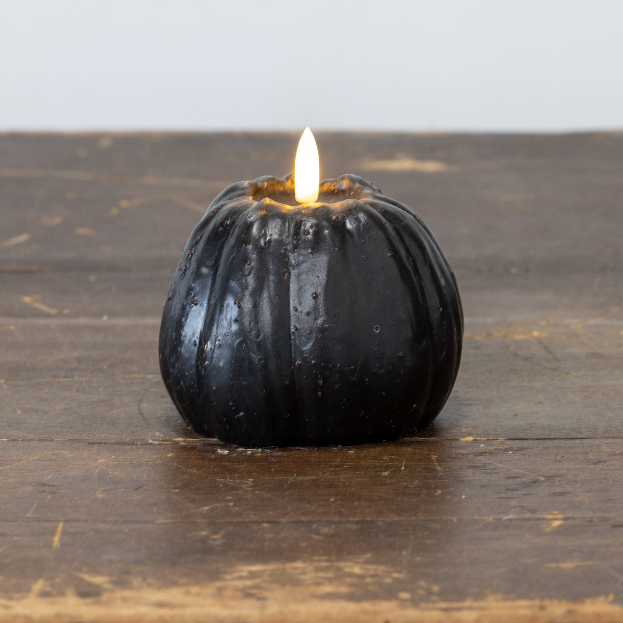 Flameless Black Tall Pumpkin Candle, 4", photo 3 of 3