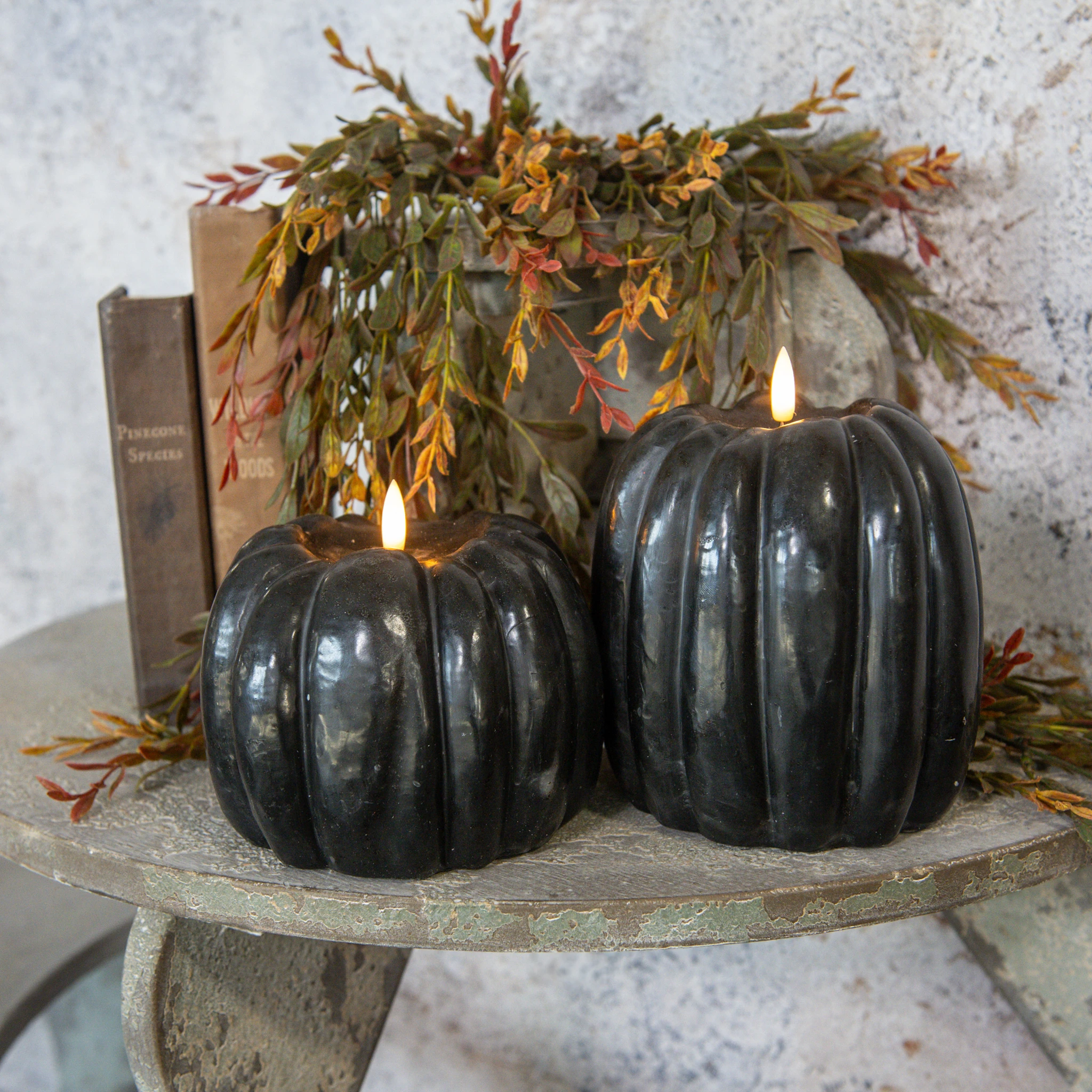 Flameless Black Pumpkin Candle, 6.5", photo 4 of 4