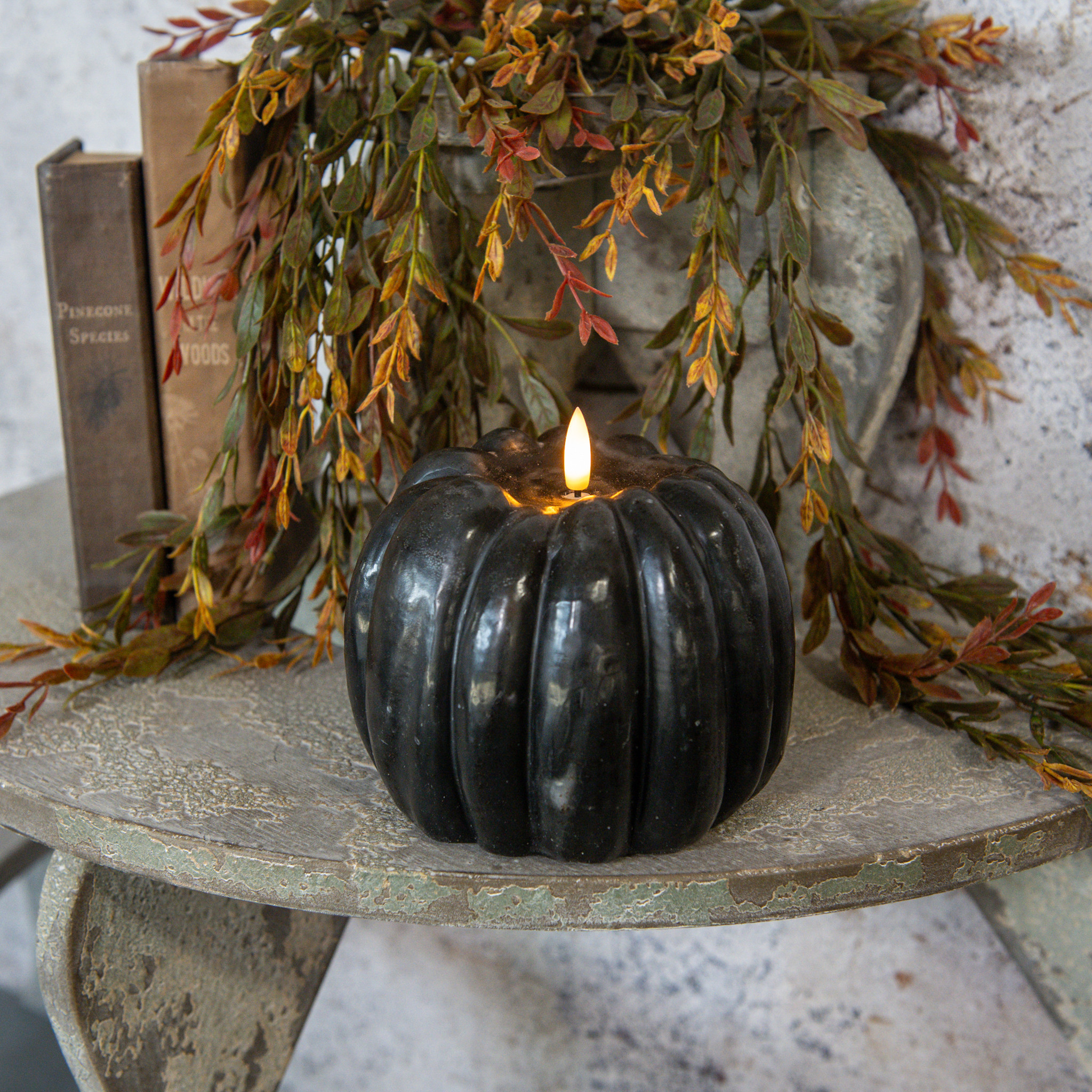 Flameless Black Pumpkin Candle, 5" — photo 1 of 2