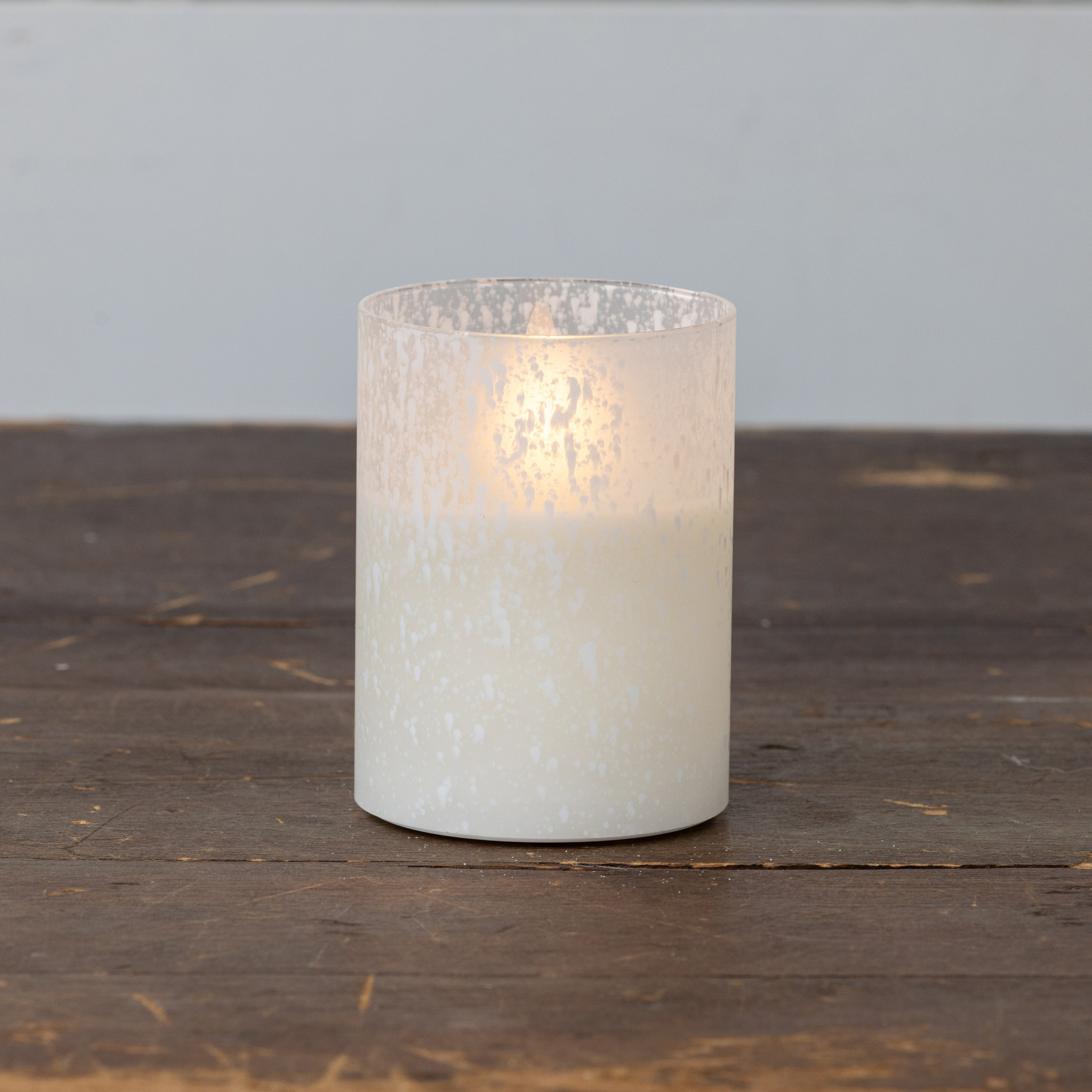 Flameless Snowy Glass Candle, 4", photo 3 of 6