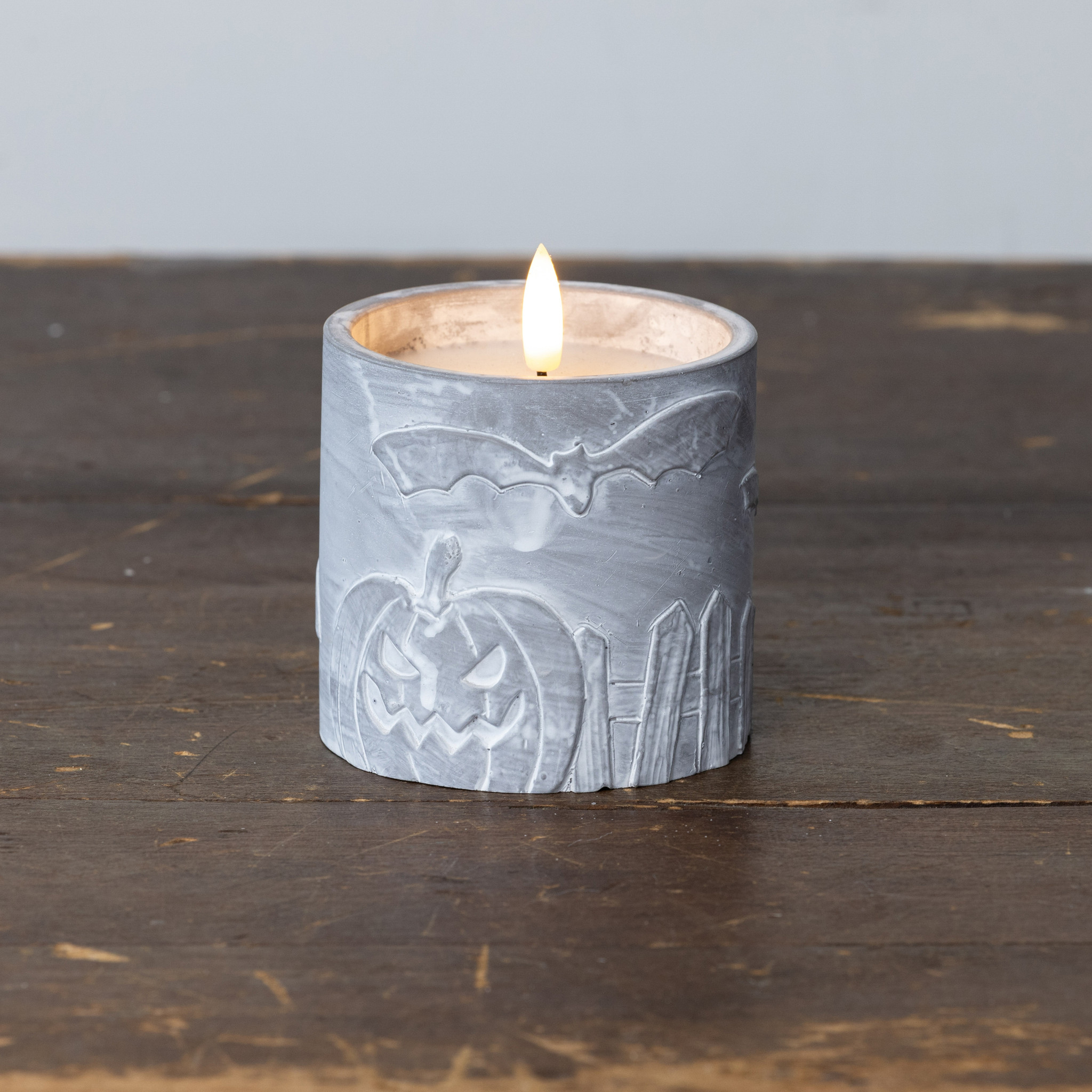 Flameless Bat & Pumpkin Candle, 4", photo 3 of 4