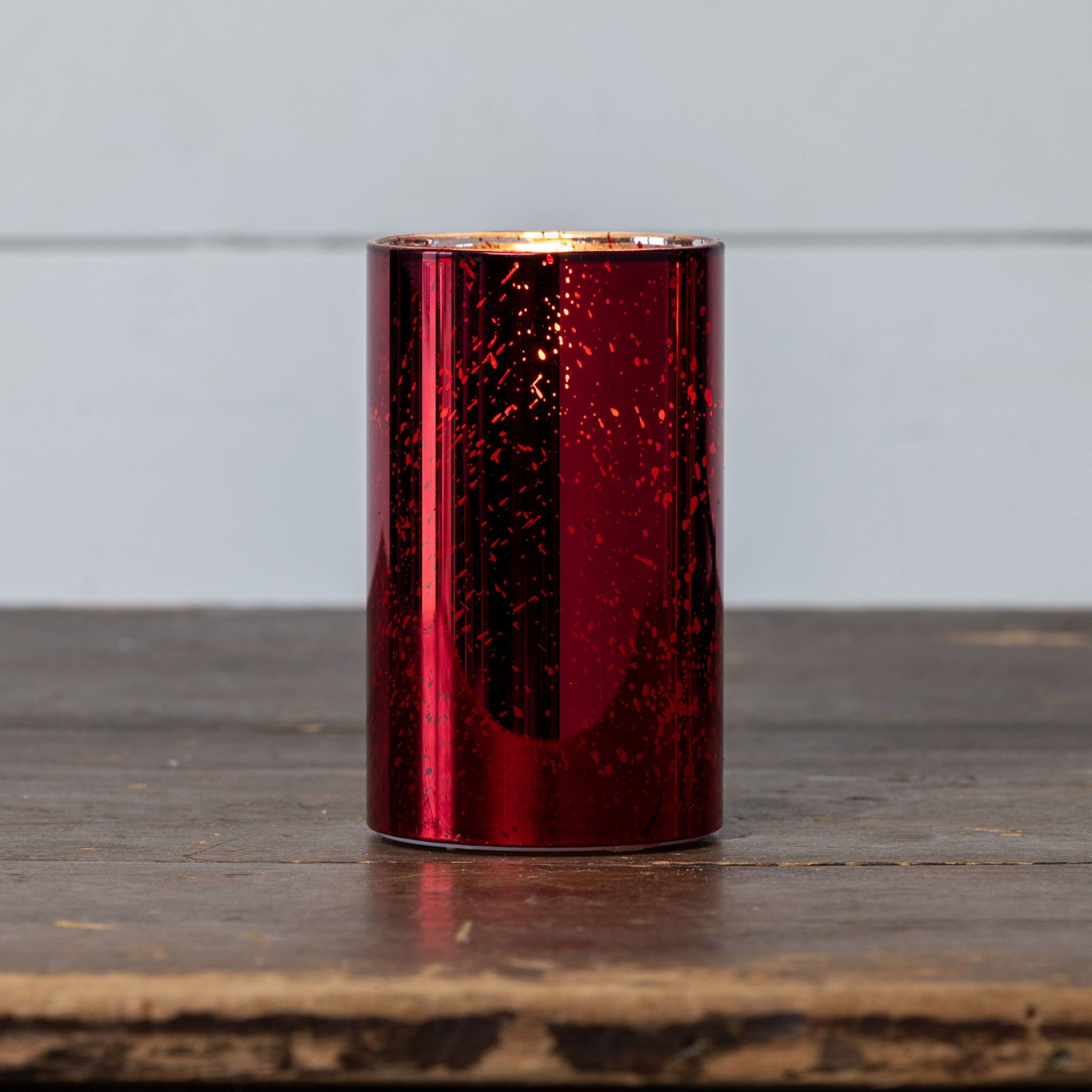 Flameless Red Mercury Glass Candle, 5", photo 2 of 4