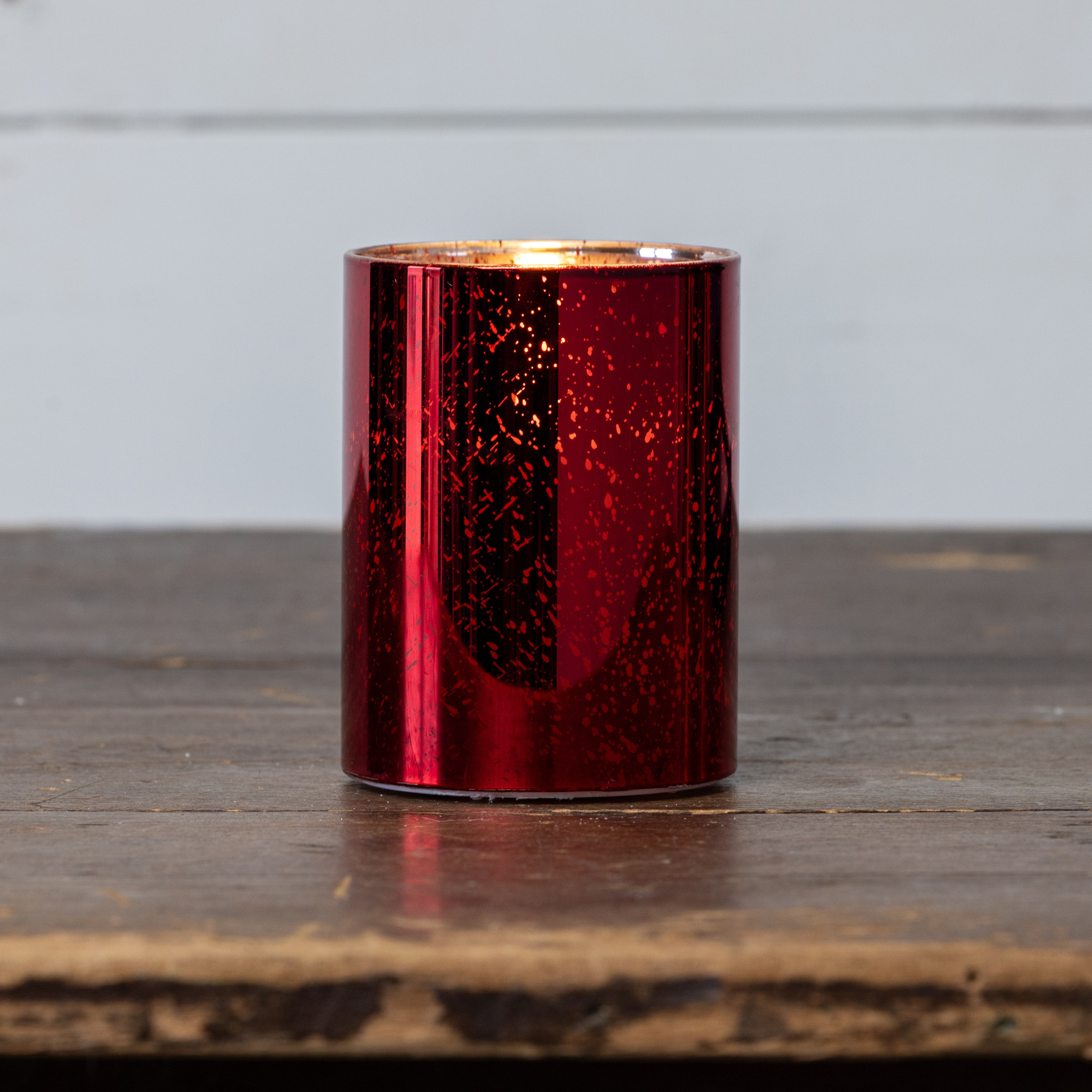 Flameless Red Mercury Glass Candle, 4", photo 2 of 4