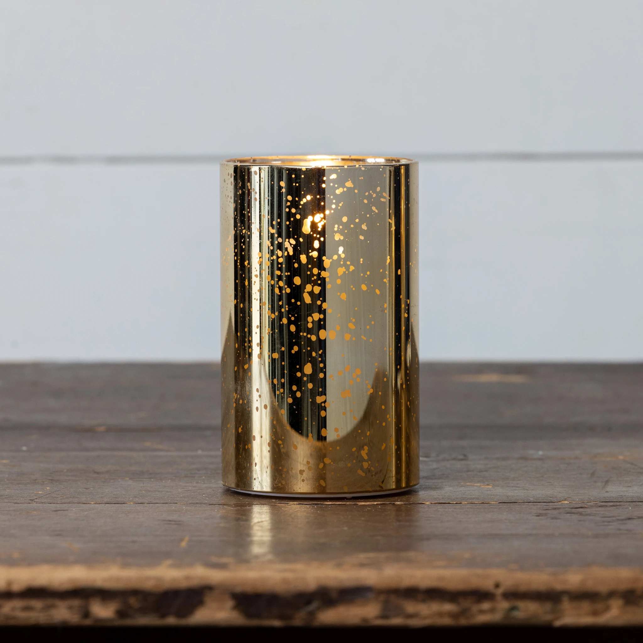 Flameless Gold Mercury Glass Candle, 5", photo 2 of 4