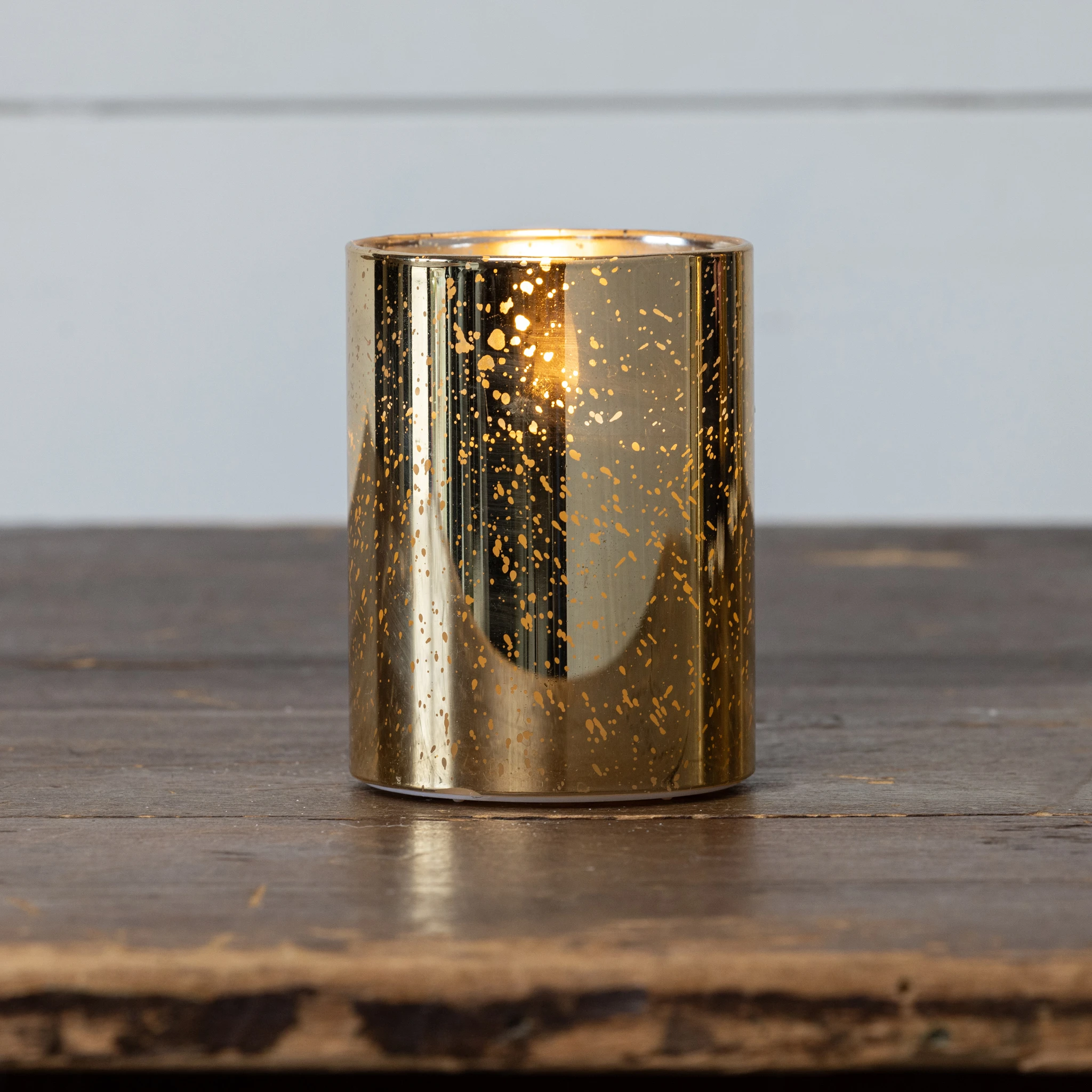 Flameless Gold Mercury Glass Candle, 4", photo 2 of 5