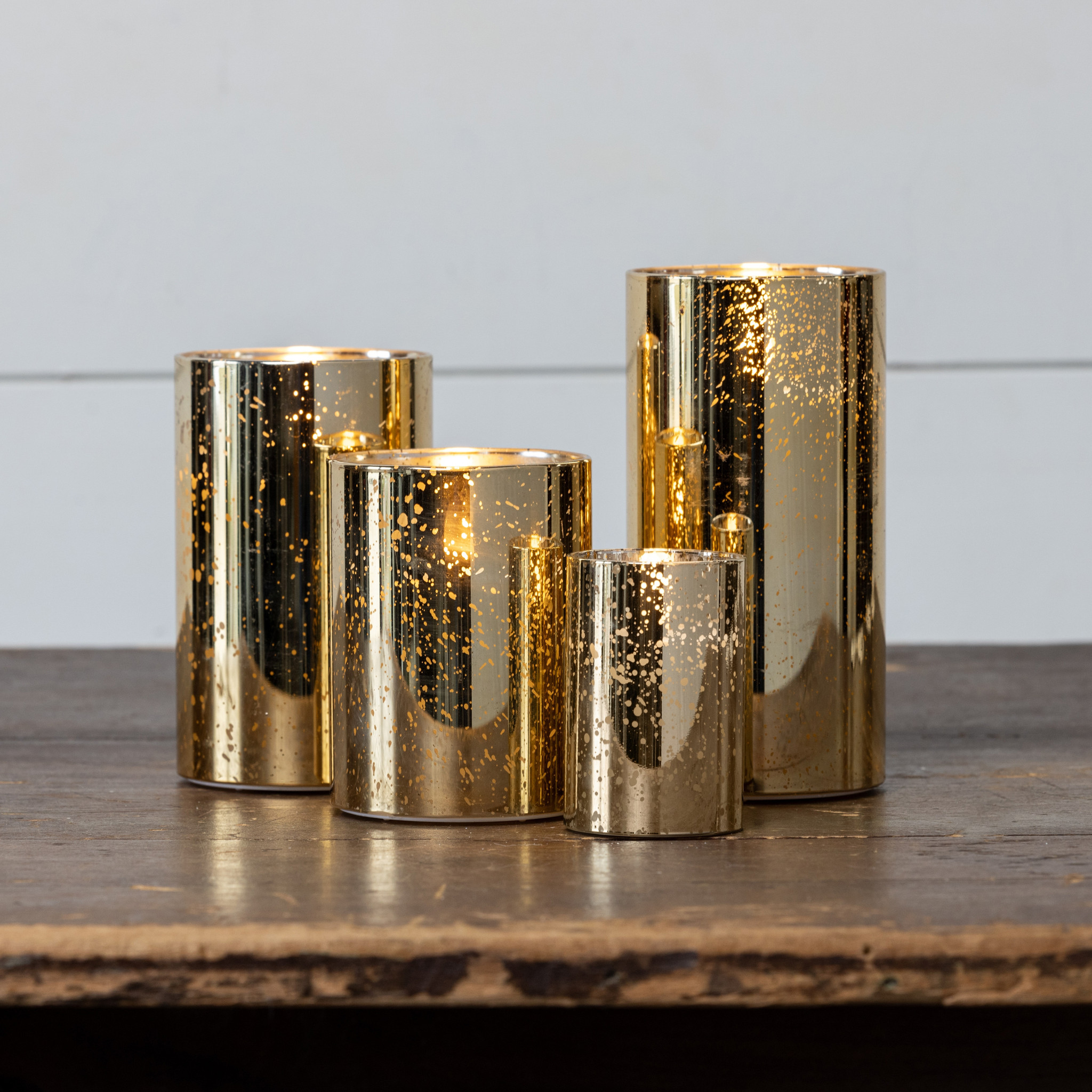 Flameless Gold Mercury Glass Candle, 4", photo 5 of 5