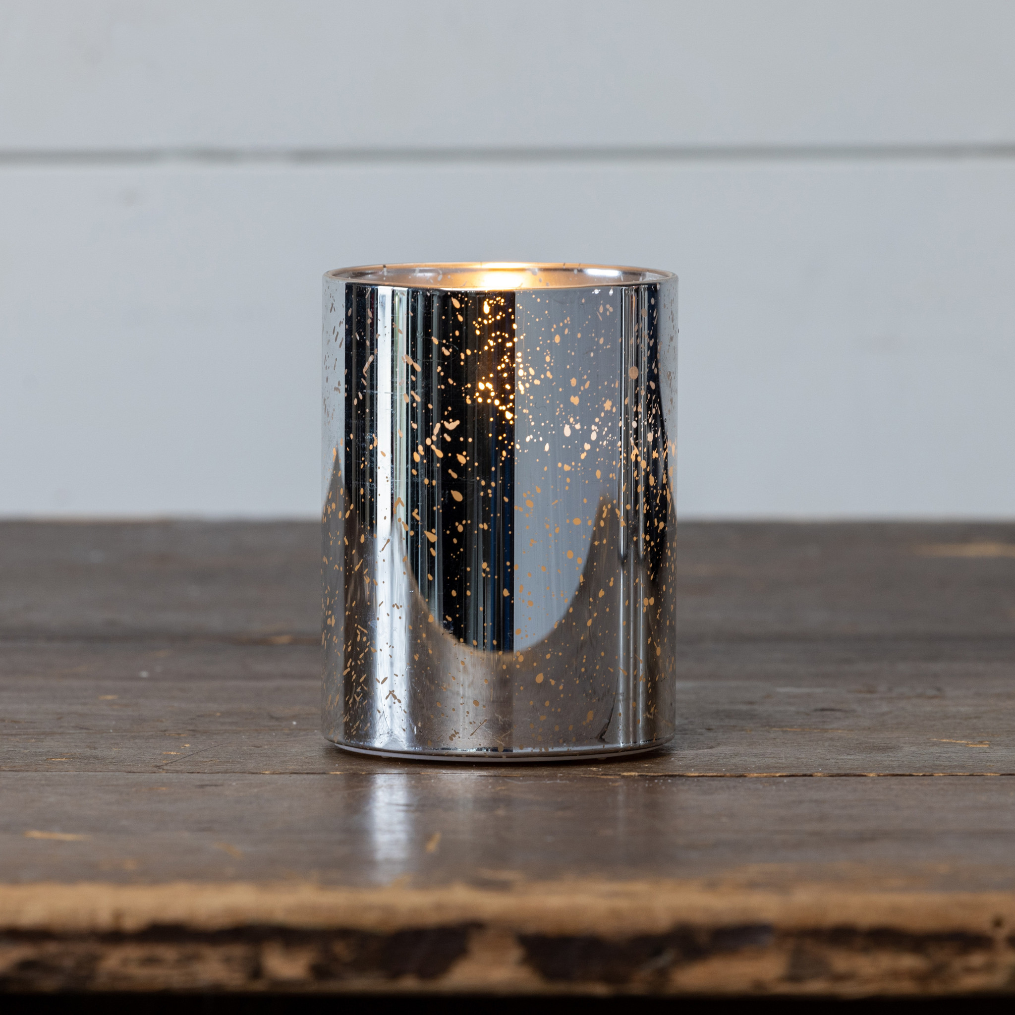 Flameless Silver Mercury Glass Candle, 4", photo 2 of 4
