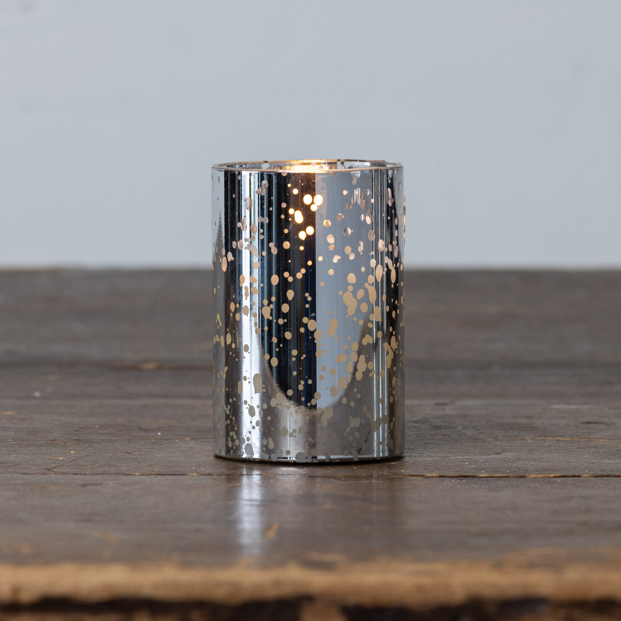 Flameless Silver Mercury Glass Candle, 3", photo 2 of 4